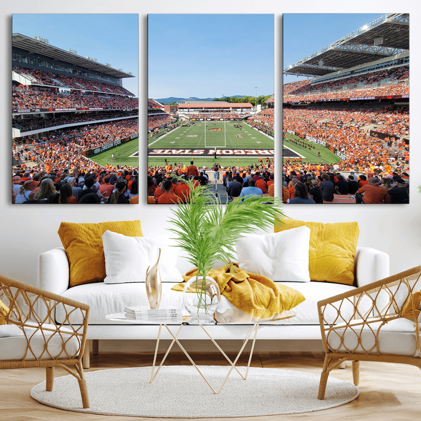 35211-MGV-CV-36X24-Oregon State Beavers Football Team Print - Corvallis Reser Stadium Wall Art Canvas Print