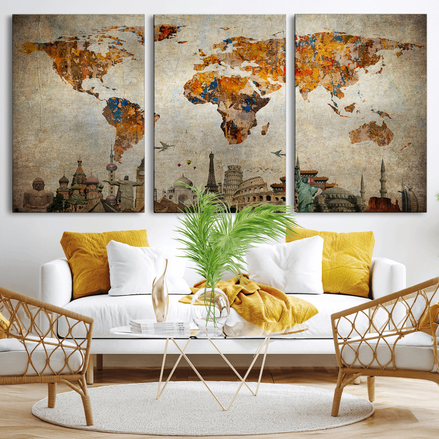 54918-MGV-CV-36X24-Push Pin World Map Canvas Print – Travel Tracker Wall Art for Couples, Perfect Anniversary Gift for Home or Office Decor