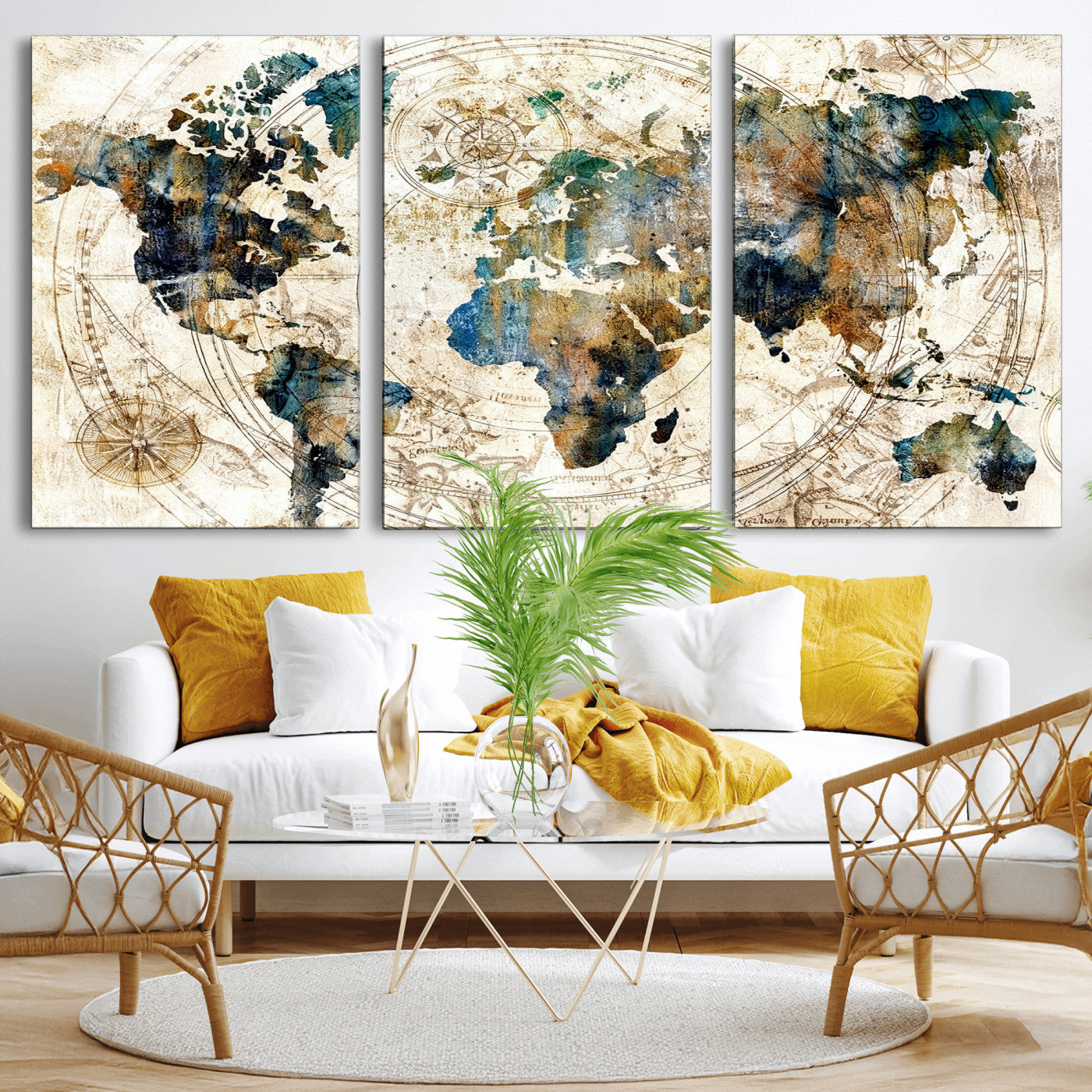 10554-MGV-CV-36X24 - Abstract World Map Art Print Canvas Print