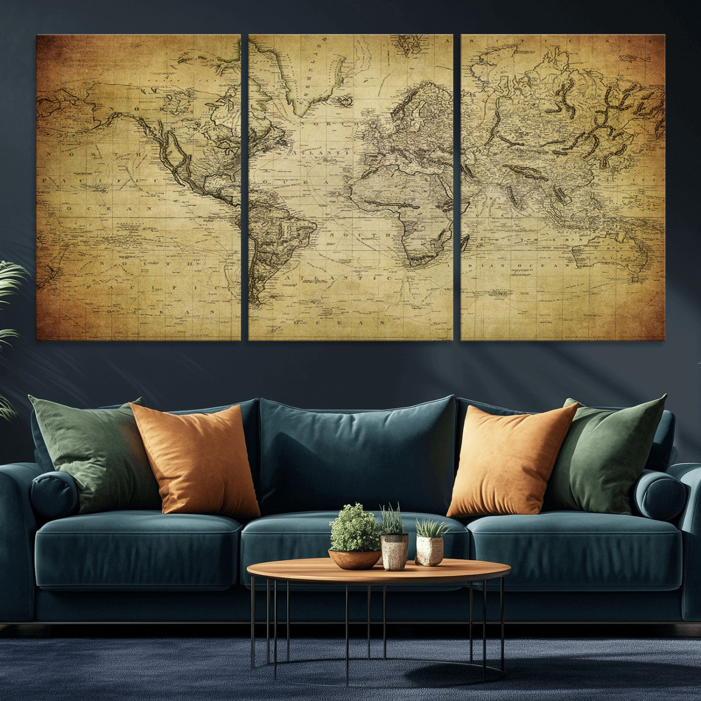 -Push Pin World Map Canvas Print – Travel Tracker Wall Art for Couples, Perfect Anniversary Gift for Home or Office Decor