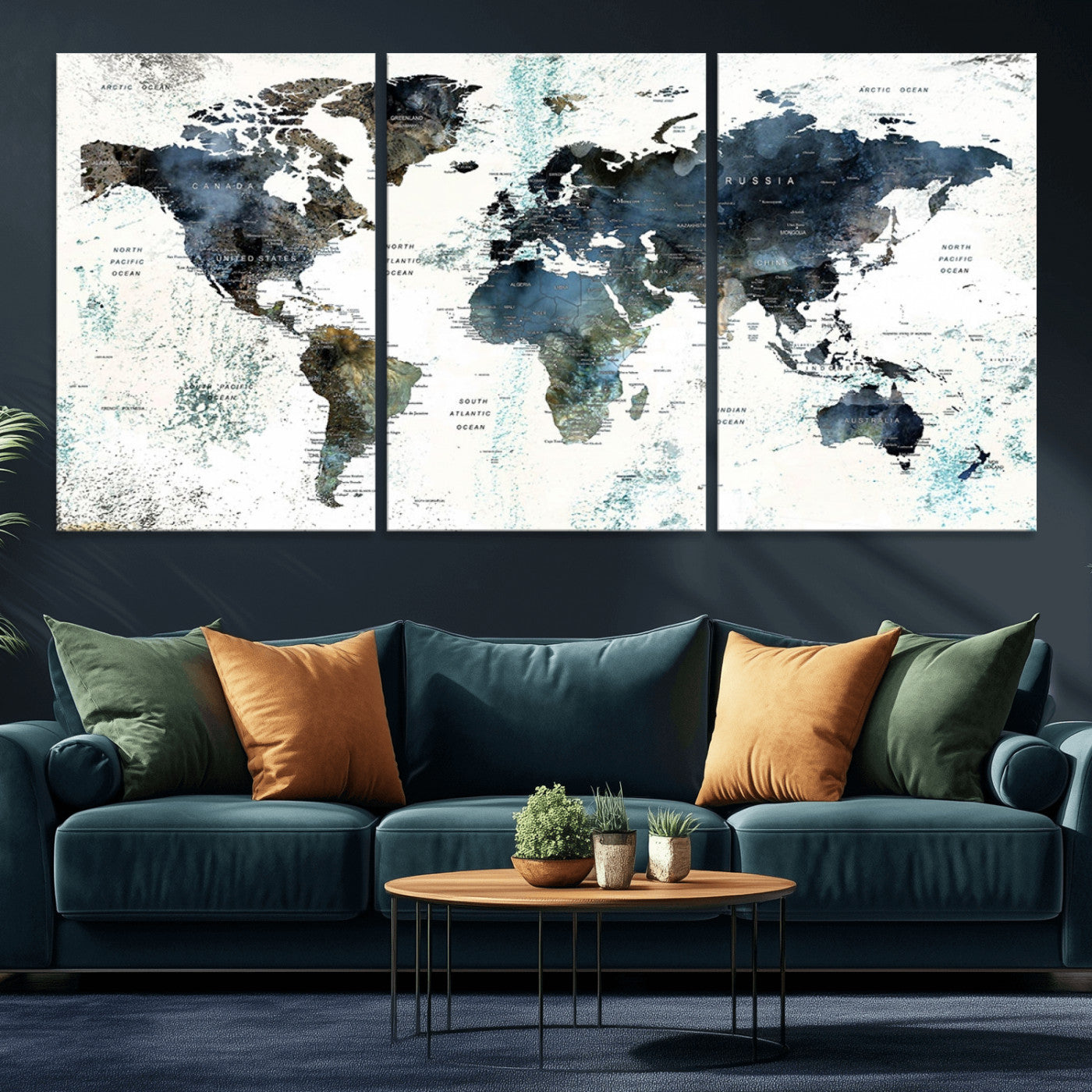 75398-MGV-CV-36X24-Push Pin World Map Canvas Print – Travel Tracker Wall Art for Couples, Perfect Anniversary Gift for Home or Office Decor