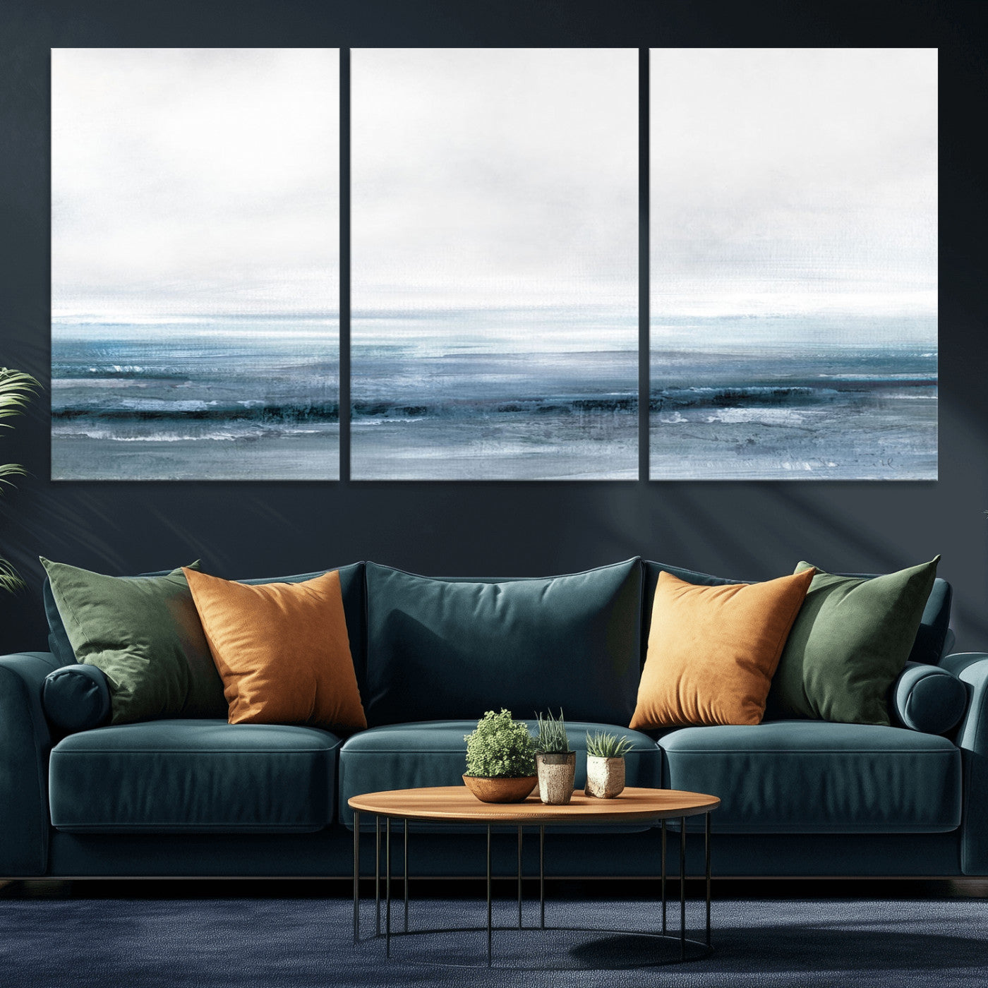 65702-MGV-CV-60X30-3P-Blue Ocean Abstract Artwork Wall Art Canvas Print