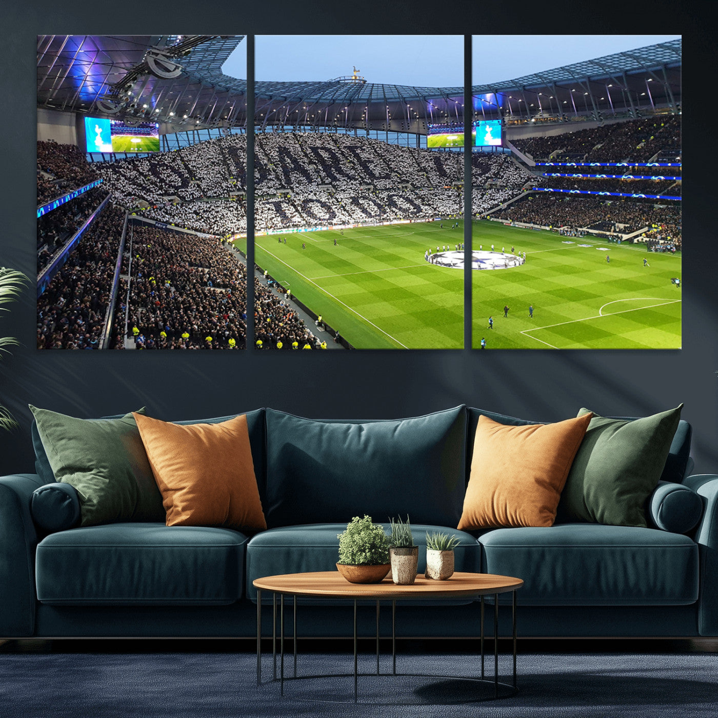 -Tottenham Hotspur Stadium Canvas Print, Match Day Triple Canvas Wall Art - Premier League Football