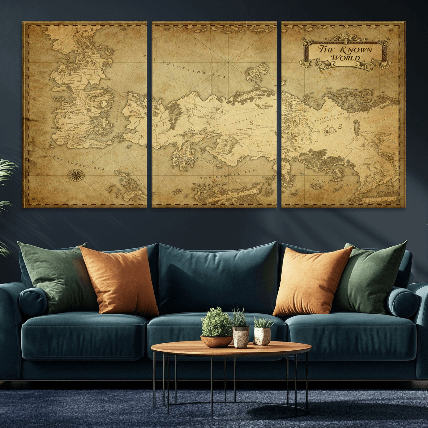 -Vintage Game of Thrones Map Wall Art | Westeros and Essos Antique Style Print | The Known World in