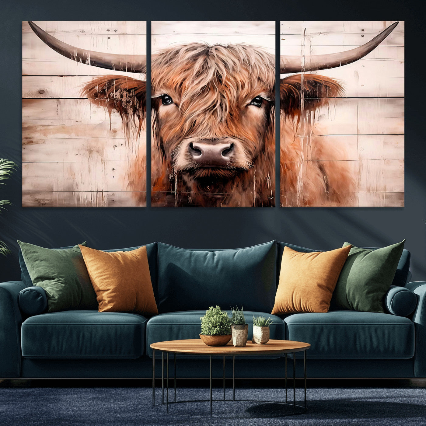 93730-MGV-CV-36X24-Vintage Scottish Highland Cow Cattle Art Print Farmhouse Wall Art Canvas Print