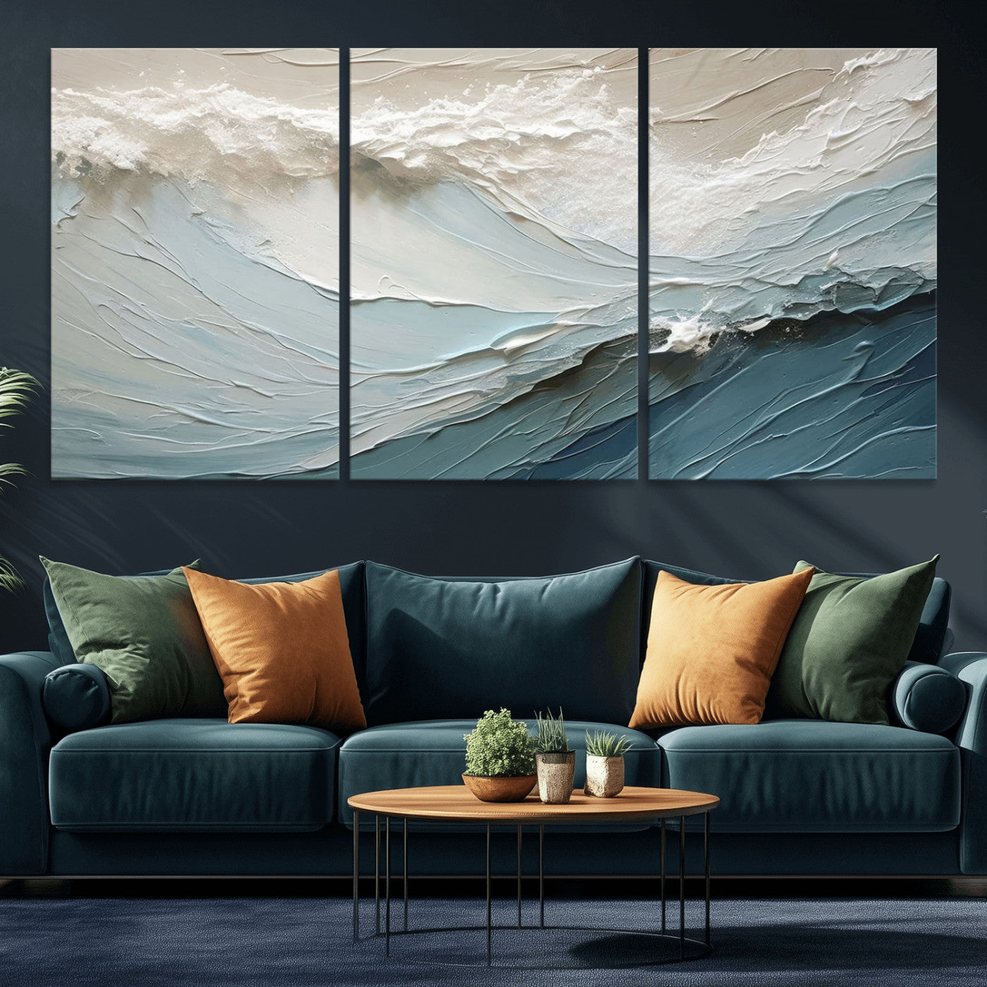 36946-MGV-CV-36X24-Waves Abstract Wall Art Print, Modern Framed Abstract Canvas Print, Abstract Painting for Living