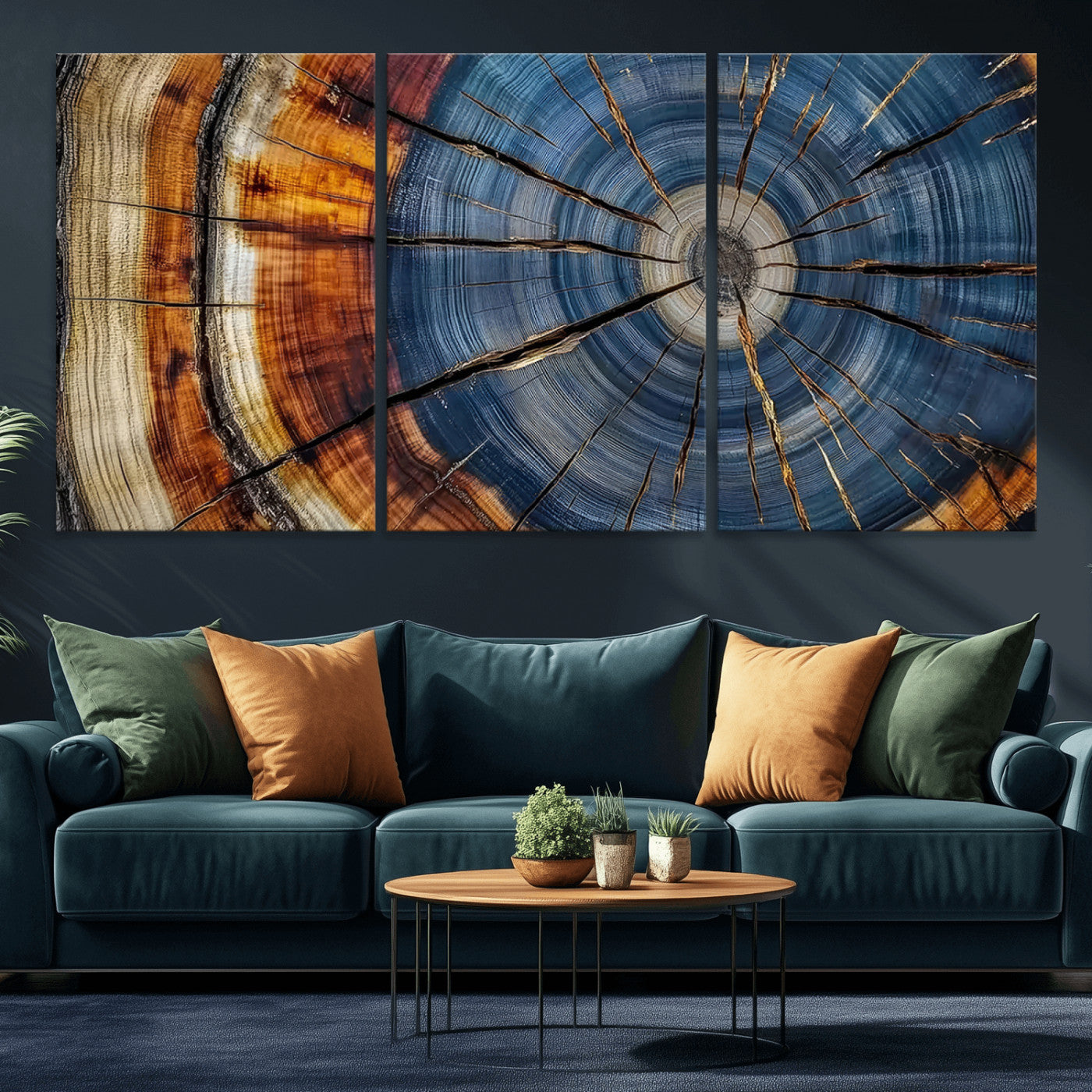 10583-MGV-CV-36X24-Abstract Tree Rings Canvas Wall Art - Wood Grain Canvas Print - Nature-Inspired Modern Wood Grain