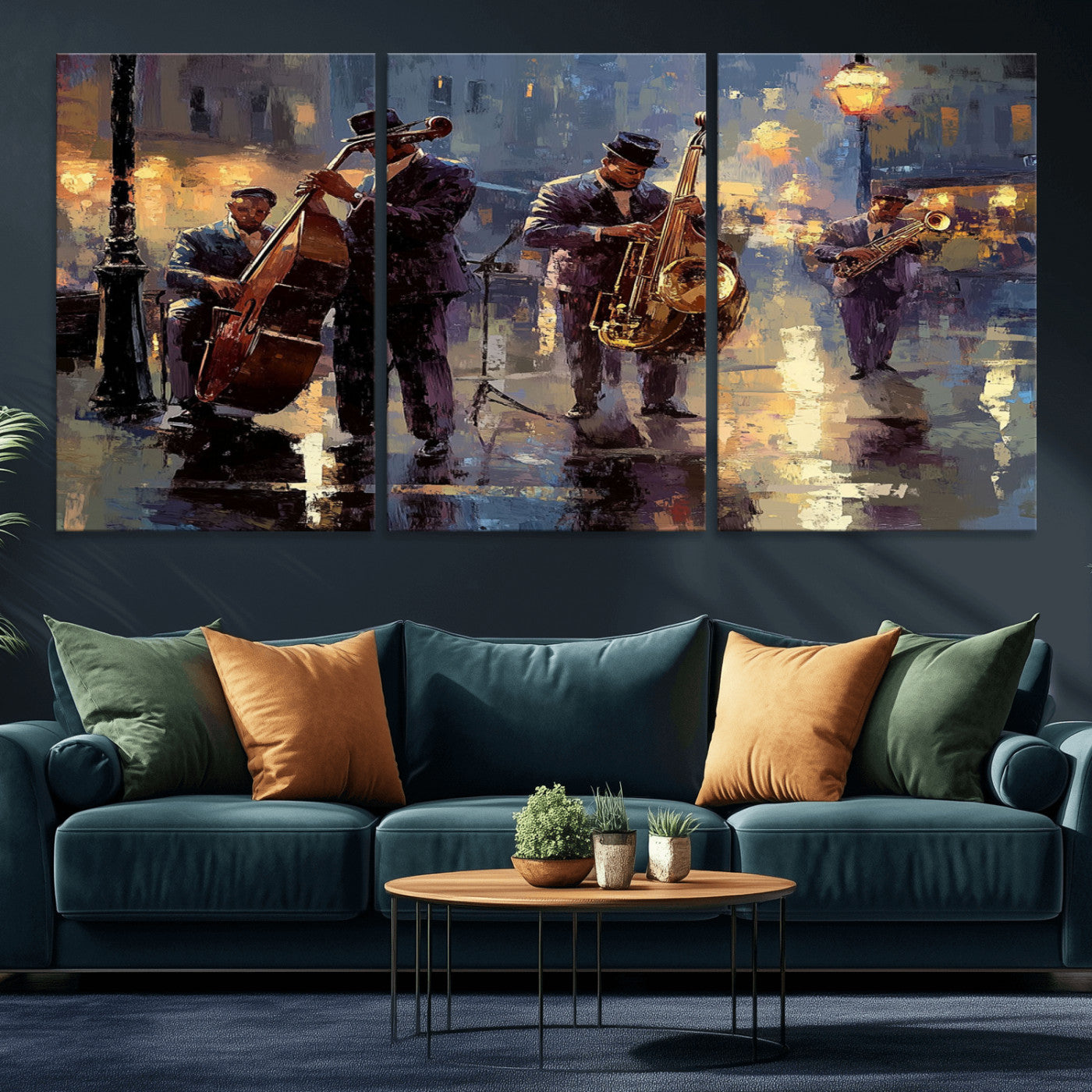 79232-MGV-CV-36X24-Afro Abstract Jazz Music Canvas Print - African American Wall Art - Colorful Framed Afro Abstract