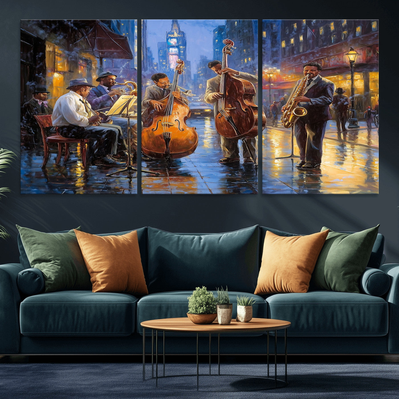 58694-MGV-CV-60X30-3P - Colorful Jazz Wall Art - African American Music Canvas Print - Framed Abstract Music Poster for Home