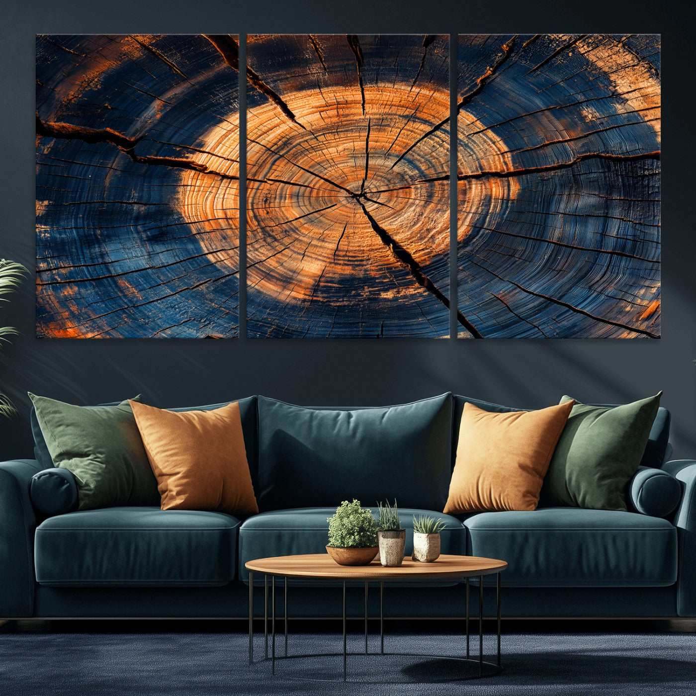 18975622-MGV-CV-36X24-Burnt Wood Wall Art Canvas Print – Framed Aged Timber Tree Artwork, Rustic Decor Perfect for Home, Office