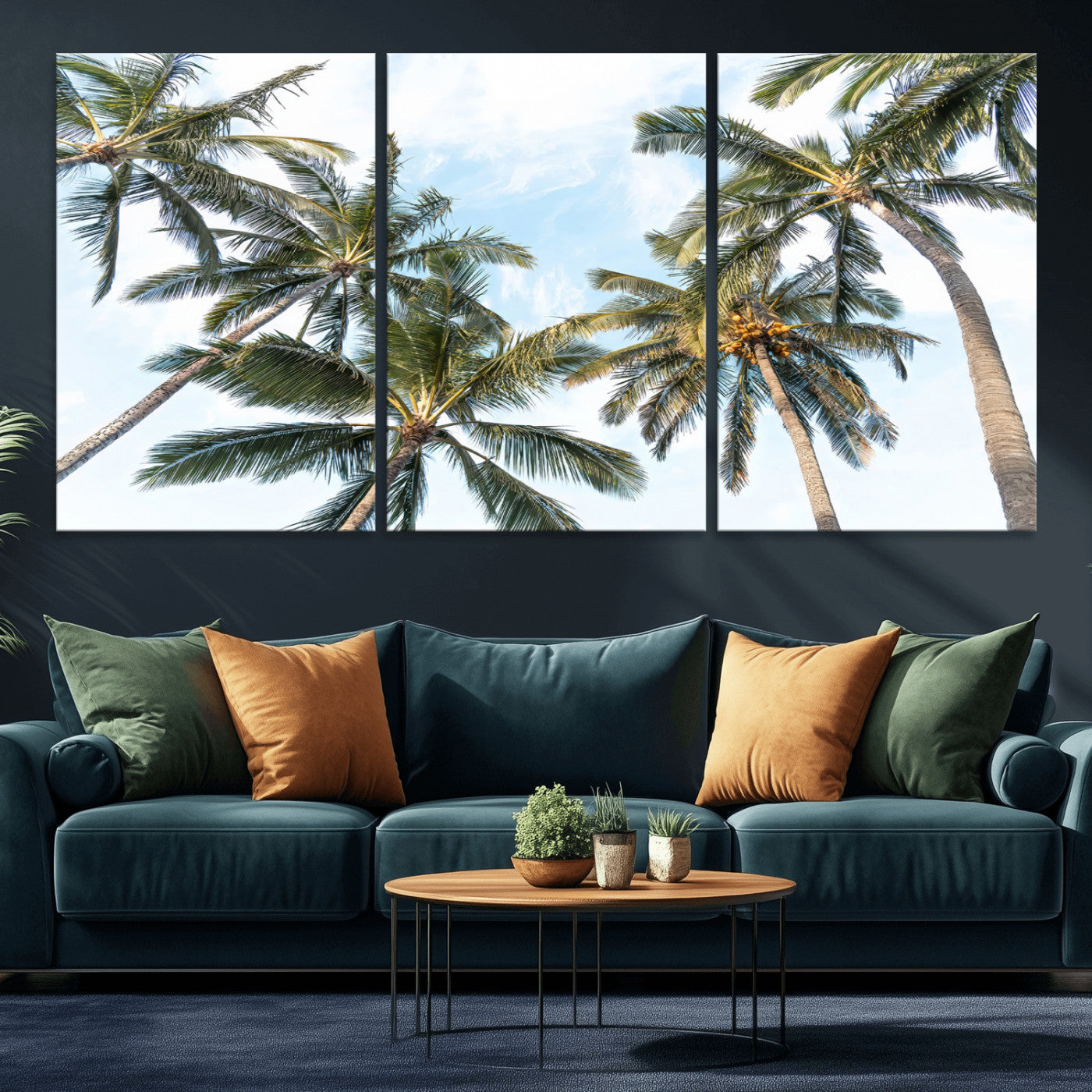 87247012-MGV-CV-36X24 - Tropical Palm Trees Wall Art – Sunlit Leaves & Blue Sky Canvas Print, Island Breeze and Vacation Vibes for Office or Home Decor