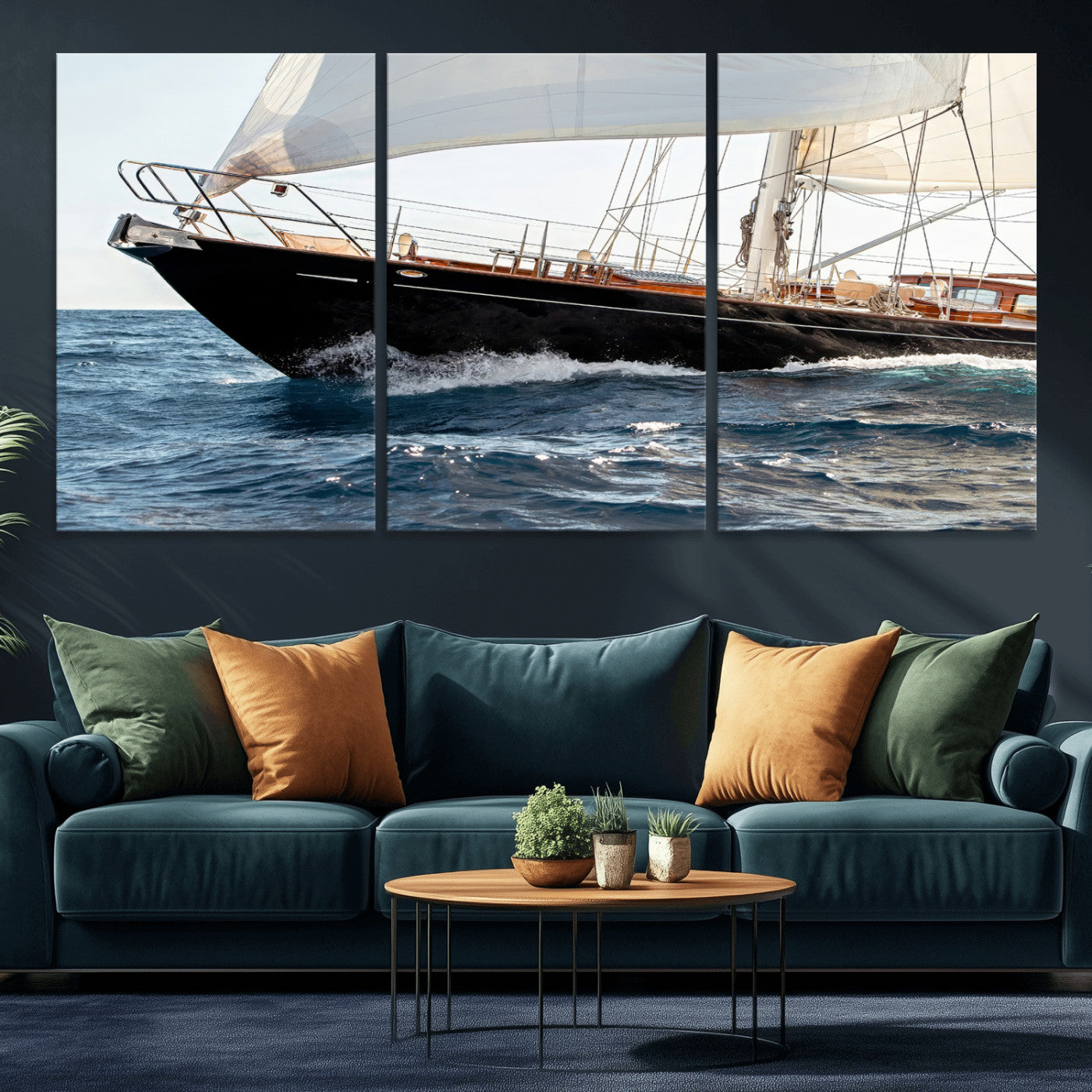 97168626-MGV-CV-36X24 - Boat Yacht Wall Art – Ocean Waves & Sailing Adventure Canvas Print, Nautical Elegance & Marine Journey for Living Room or Luxury Decor
