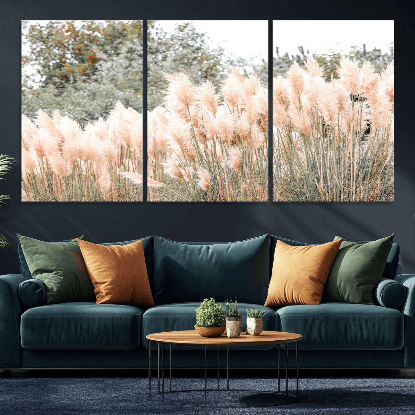 21826392-MGV-CV-36X24 - Pampas Grass Wall Art – Soft Blush Hues and Natural Texture Canvas Print, Serene Outdoors & Botanical Charm for Living Room or Nature Decor