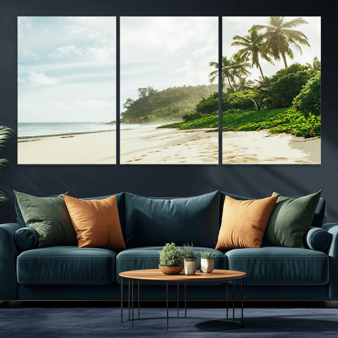 -Relaxing Beach Wall Art Canvas Print – Framed Ocean View Coastal Serenity Tropical Nature Scene Artwork for Home Office