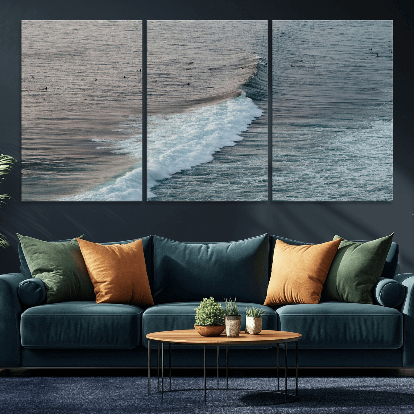 -Ocean Waves Wall Art Canvas Print – Framed Coastal Serenity Surf Nature Scene Artwork for Home Office