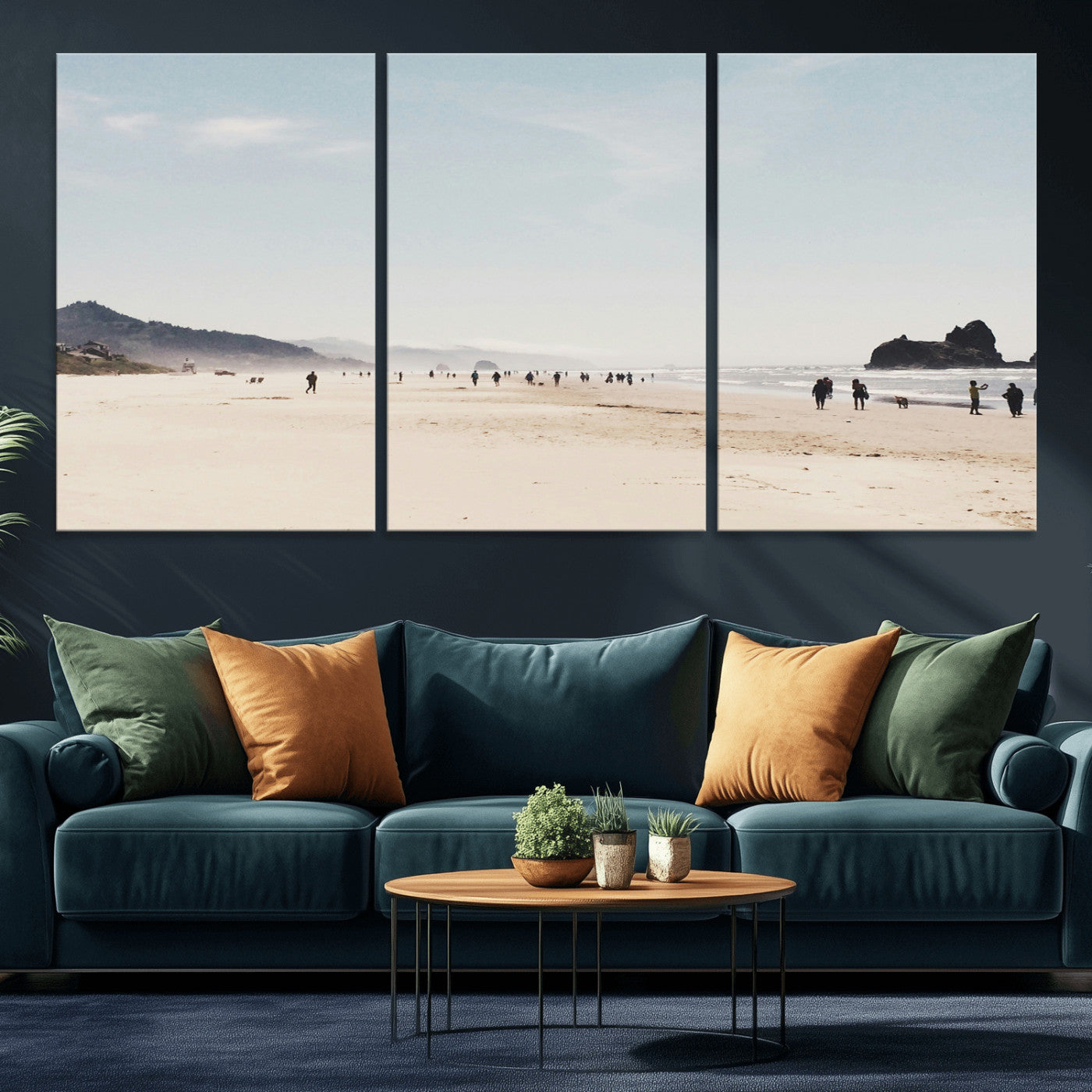 28307820-MGV-CV-36X24-Minimalist Beach Wall Art Canvas Print – Framed Coastal Serenity Soft Sand Nature Scene Artwork for Home Office