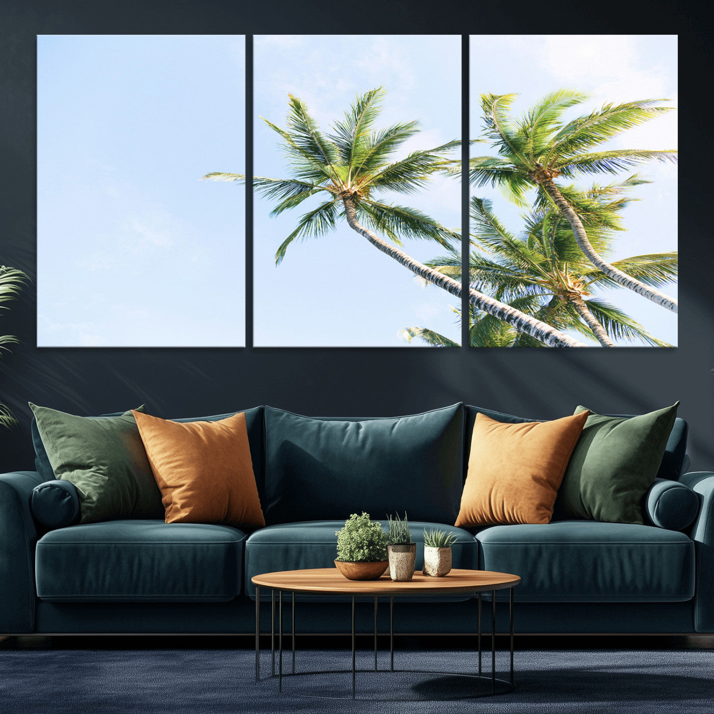 -Palm Trees Wall Art Canvas Print – Framed Tropical Coastal Nature Scene Artwork for Home Office