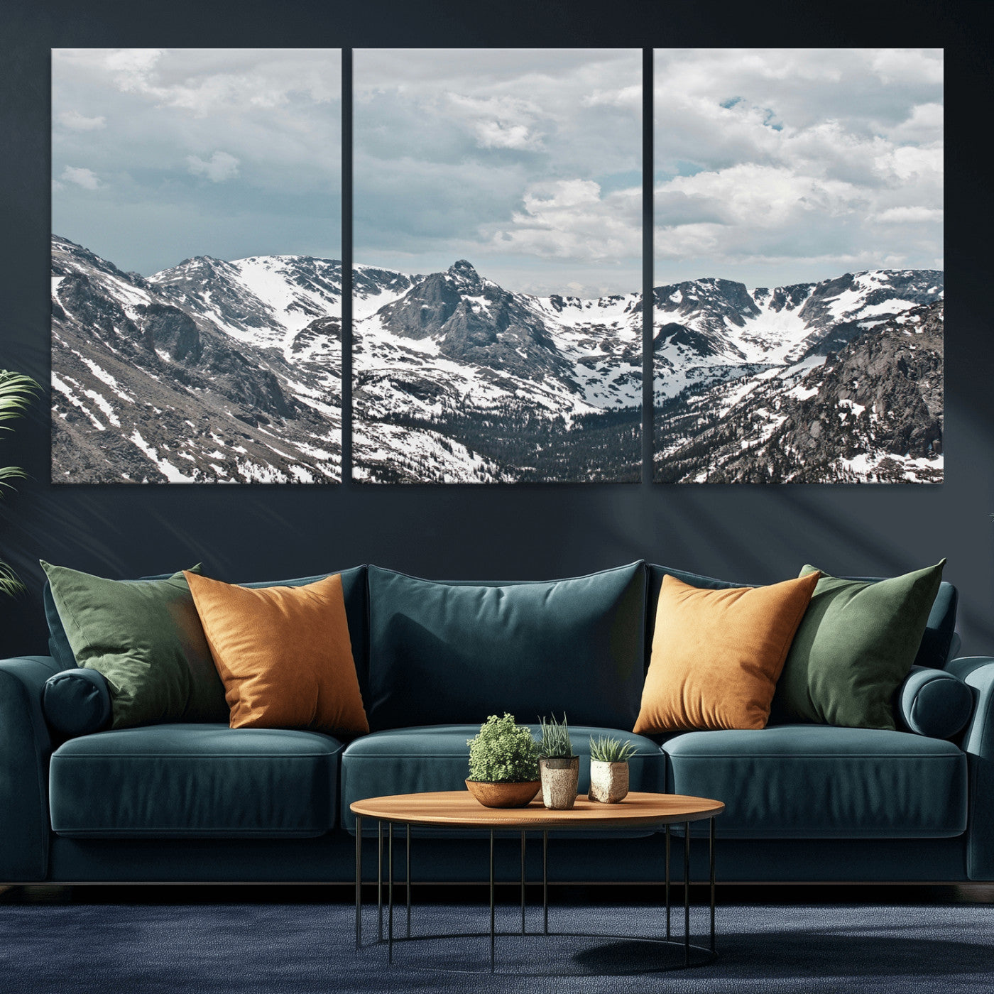 -Snowy Peaks Wall Art Canvas Print – Alpine Wilderness Mountain Escape Winter Serenity Artwork for Home, Office