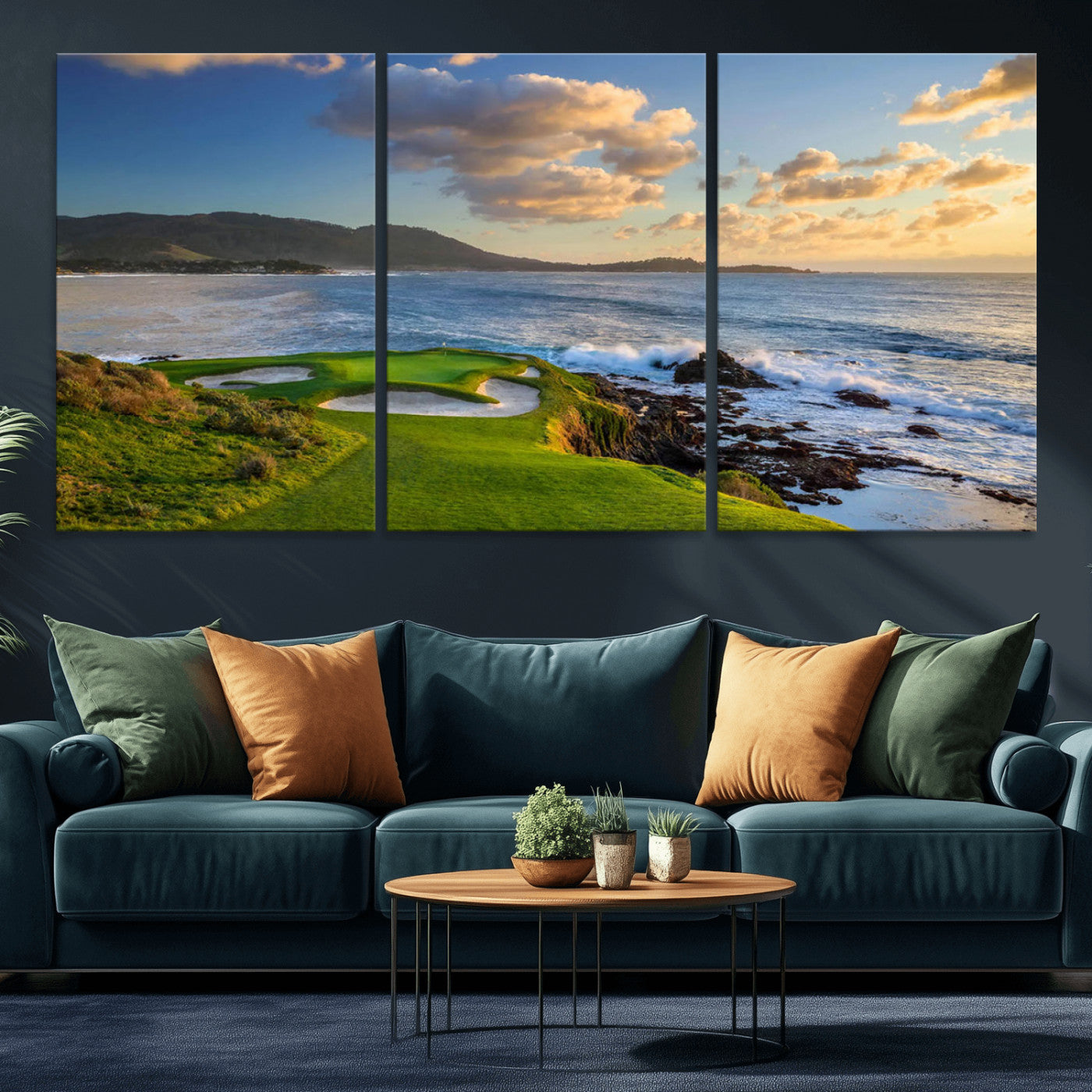50107048-MGV-CV-36X24-Pebble Beach Golf Links Wall Art Canvas Print – Iconic Coastal Golf Course Artwork for Home, Office, Living Room