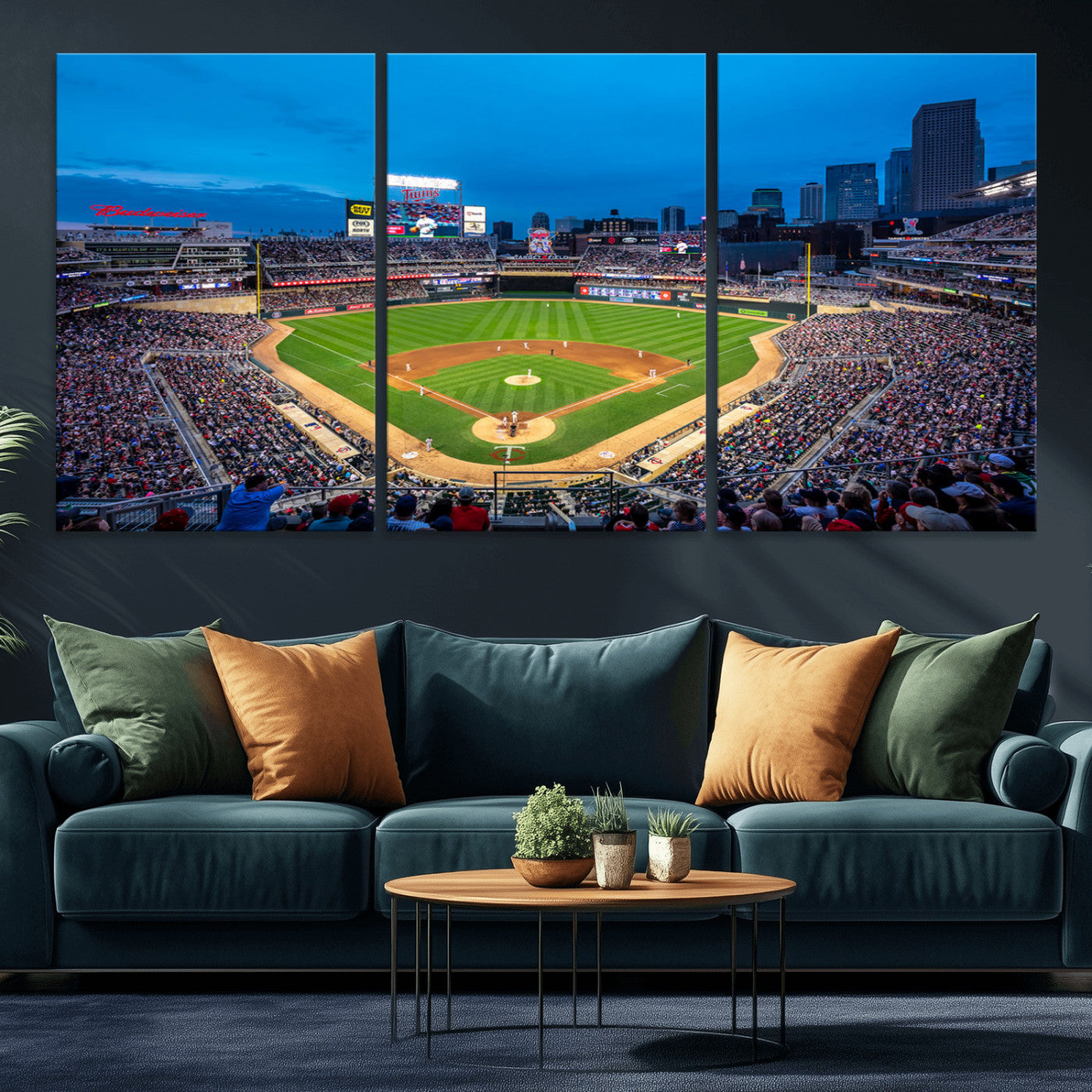 -Target Field Stadium Wall Art Canvas Print – Minnesota Twins Baseball Team Iconic Ballpark Scene for home, office