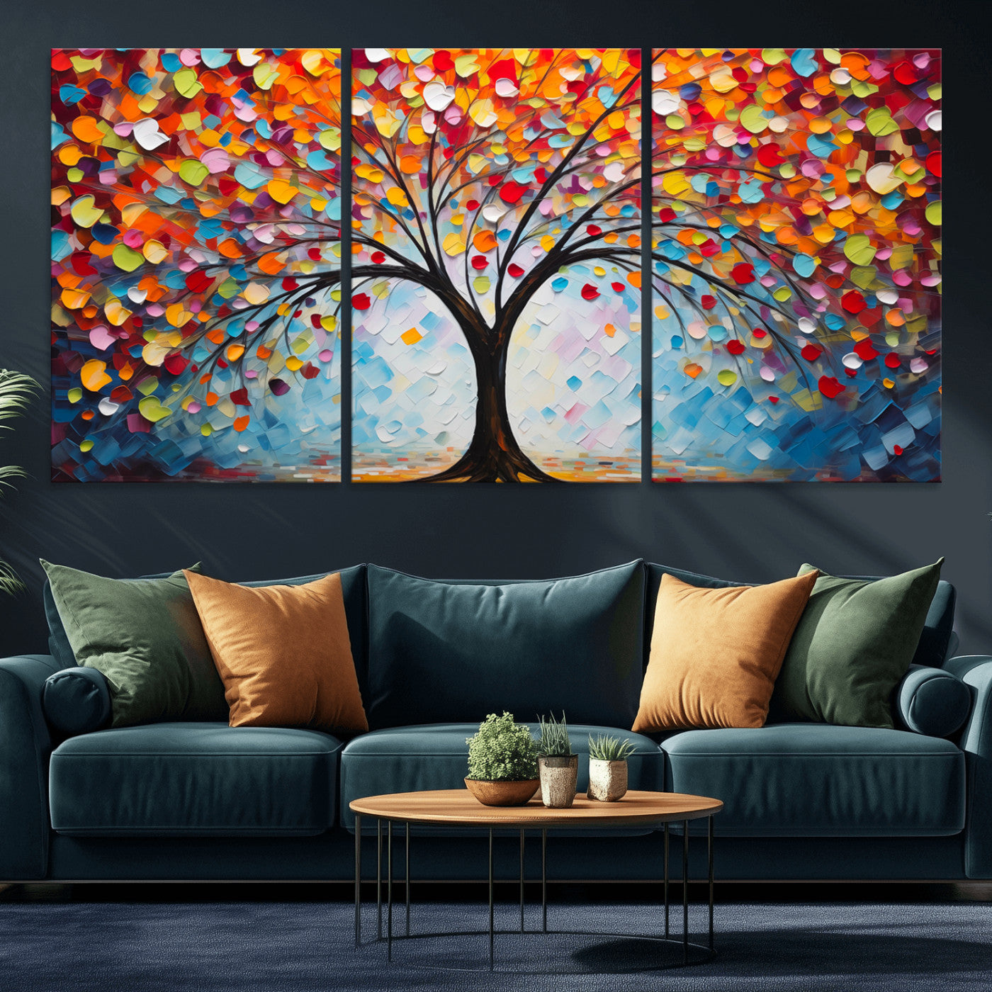 HS2447-MGV-CV-36X24-Vibrant Tree of Life Canvas Wall Art – Colorful Abstract Nature in Modern Decor - Ready to Hang