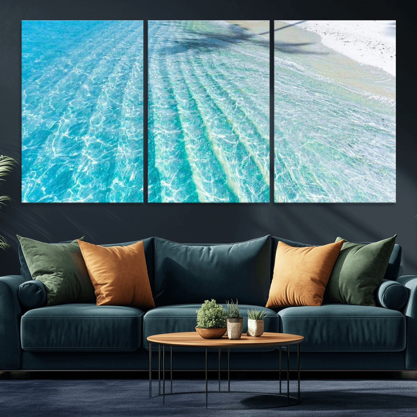 46233906-MGV-CV-36X24 - Serene Clear Blue Ocean Water Canvas Wall Art – Soft White Sand Shore Coastal Print for Home Decor, Relaxation, and Tranquil Vibes