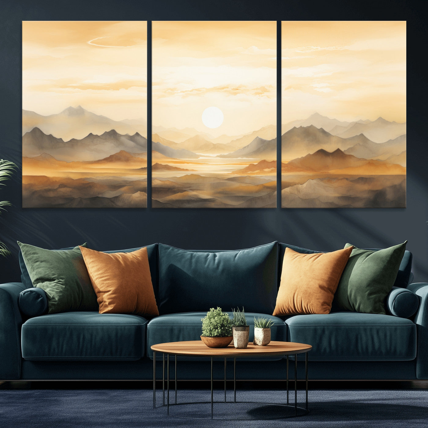 Nihat1-29-MGV-CV-36X24-Sepia Color Abstract Mountain Wall Art Canvas Print