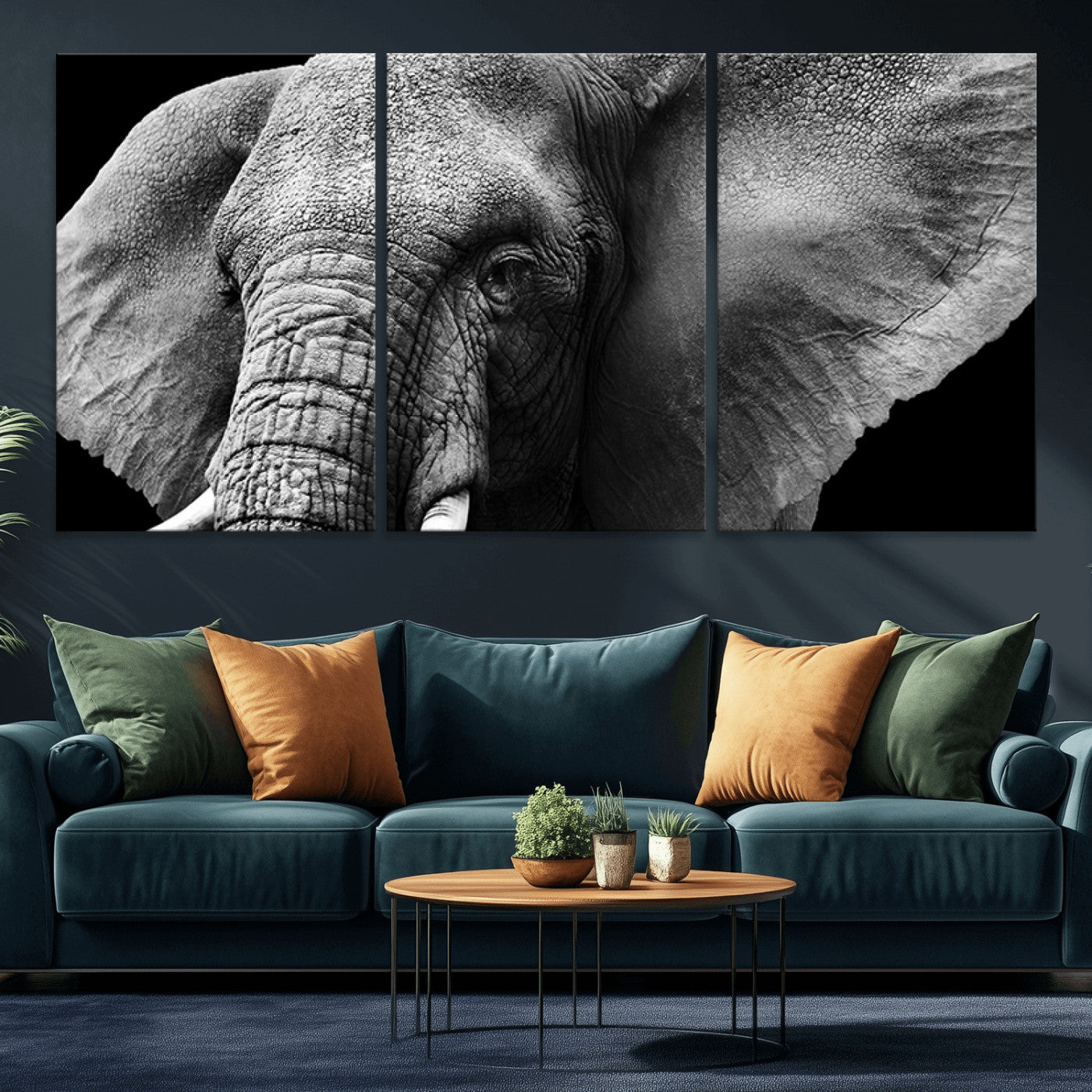 -Big Elephant Close Up Wall Art Canvas Print