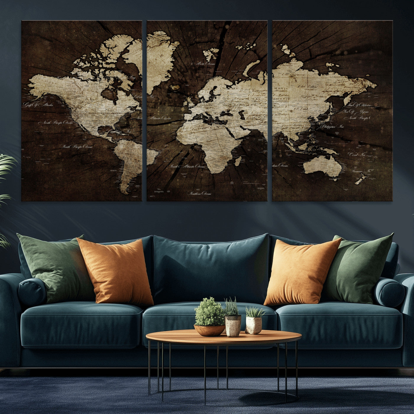 40991509-MGV-CV-36X24 - World Map Wall Art Canvas Print, Modern Decorative Framed Map Artwork Prints for Living Room, Office, Bedroom Wall Decor