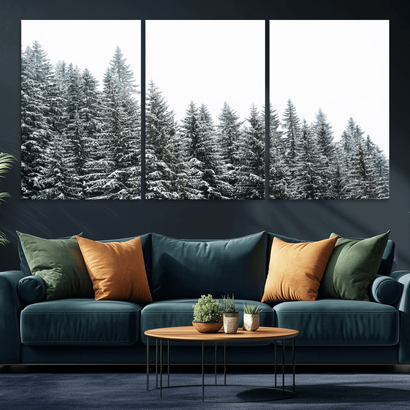 69566941-MGV-CV-36X24 - Misty Mountain Forest Canvas Print, Foggy Pine Trees Nature Wall Art, Framed Canvas Ready to Hang