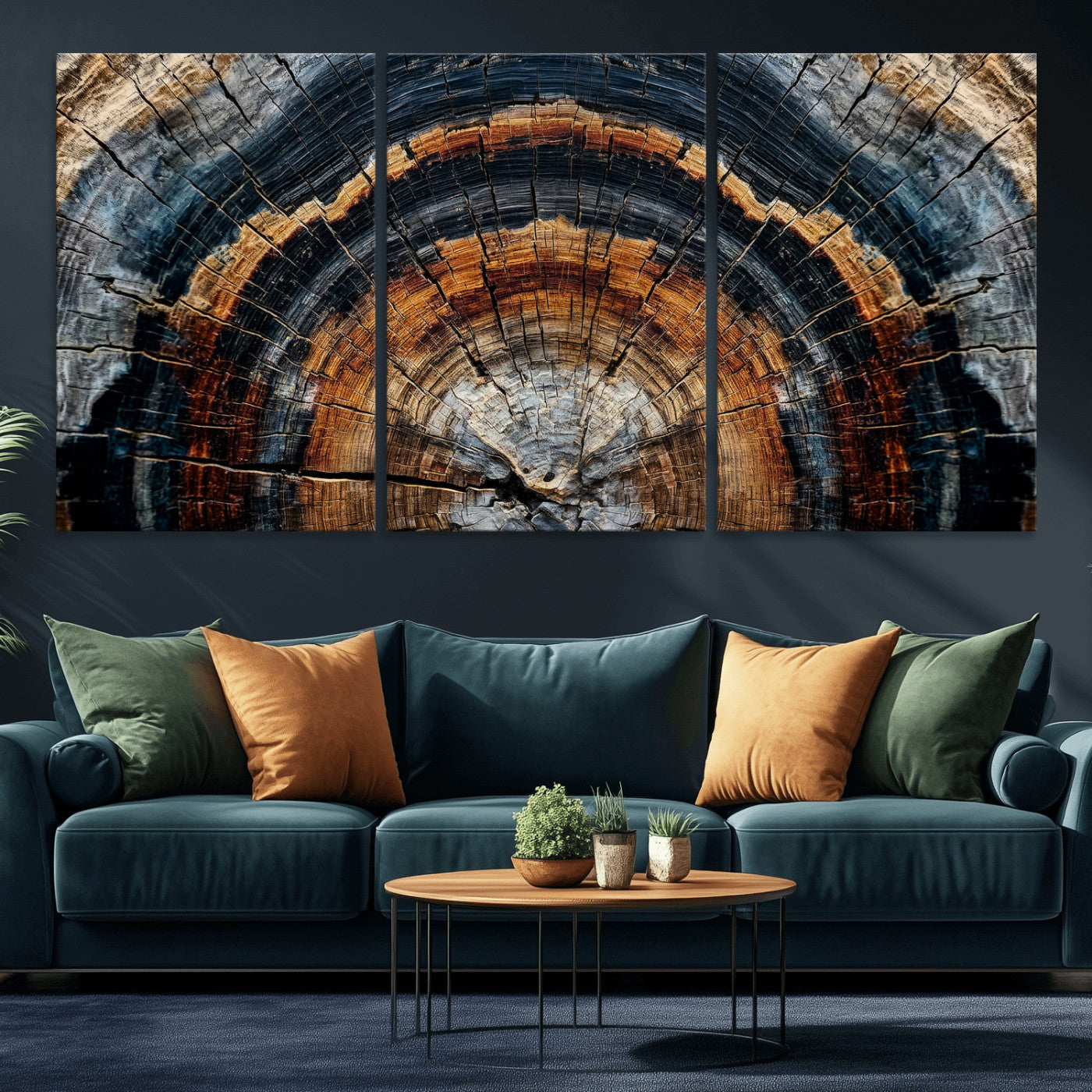 92693966A-MGV-CV-36X24 - Abstract Wood Grain Canvas Print, Tree Ring Pattern Wall Art, Framed Canvas Ready to Hang