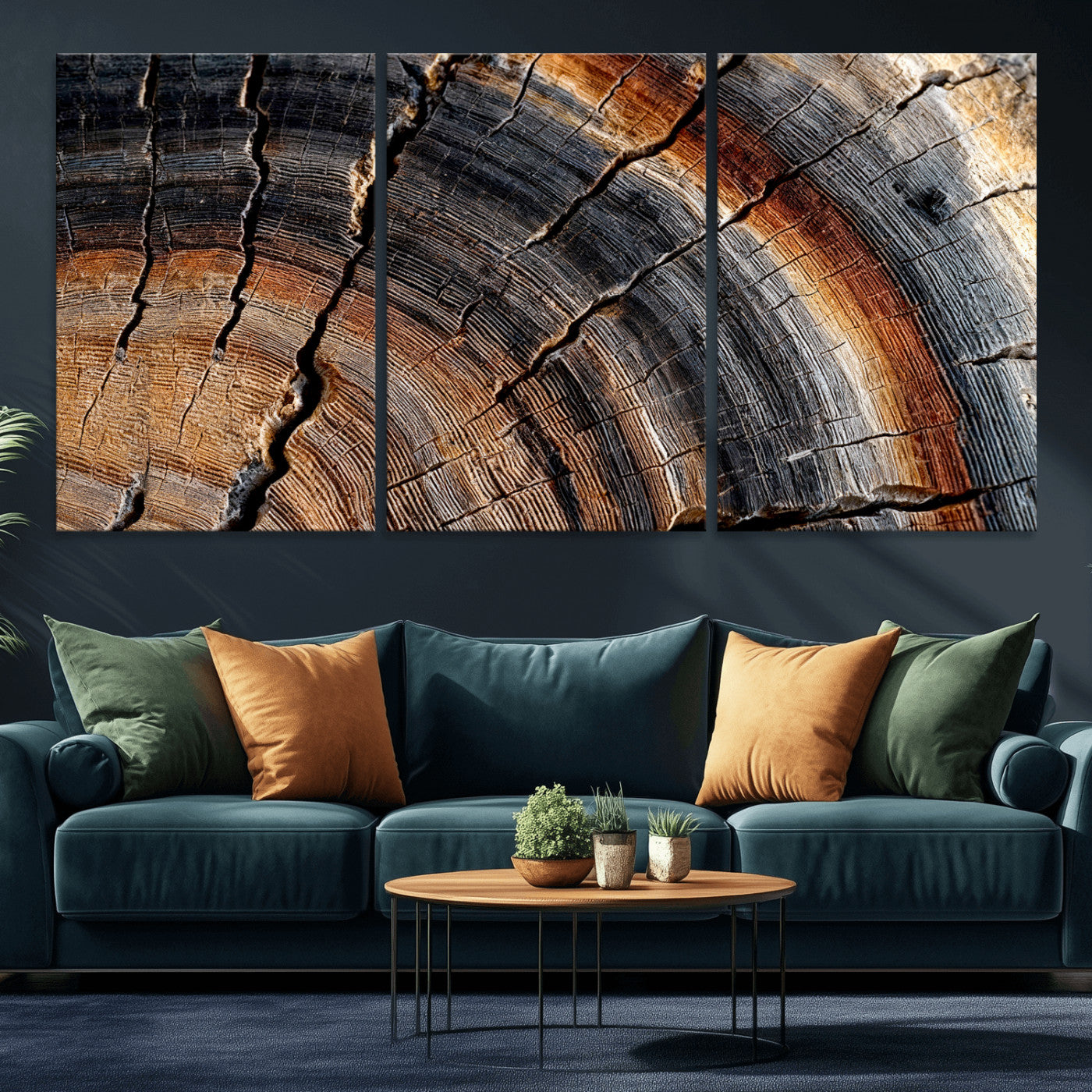 92693966E-MGV-CV-36X24 - Framed Large Abstract Wood Grain Canvas Print, Tree Ring Pattern Wall Art, Framed Canvas Ready to Hang