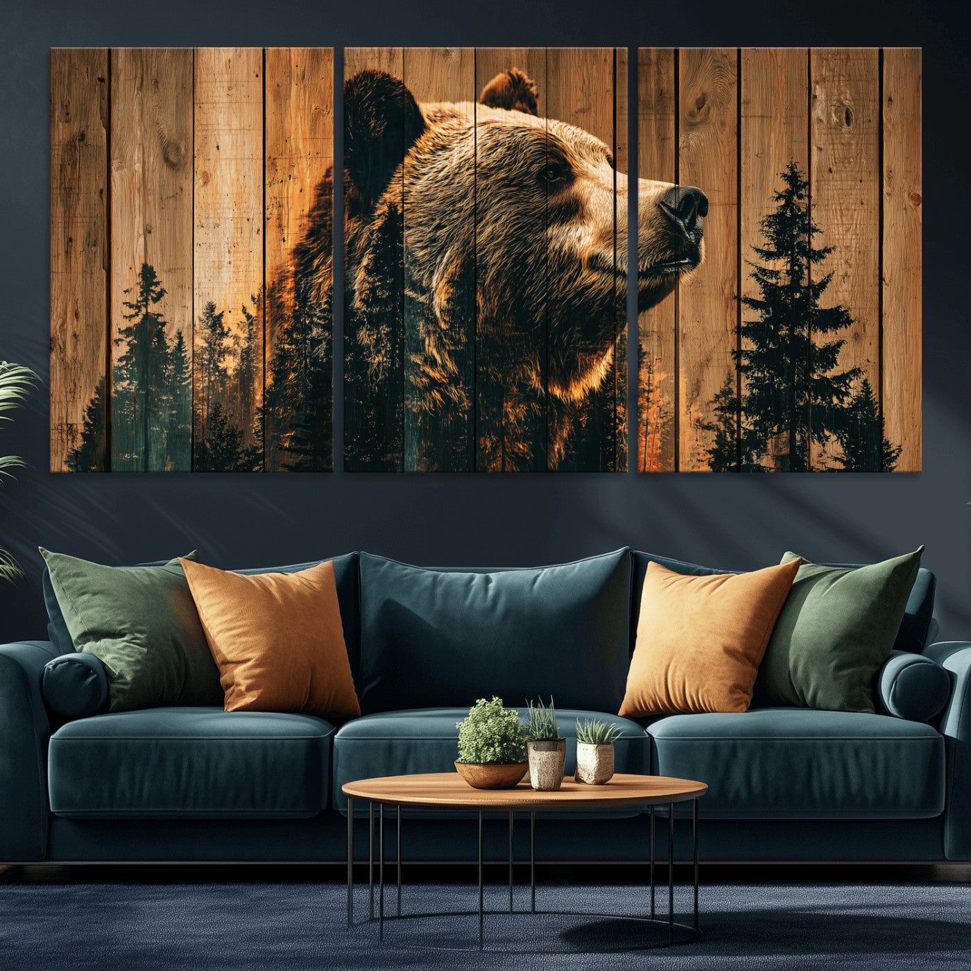 31552198-MGV-CV-36X24 - Rustic Bear Wall Art Canvas Print – Woodland Wildlife Artwork Print for Cabin, Lodge, and Farmhouse Home Decor