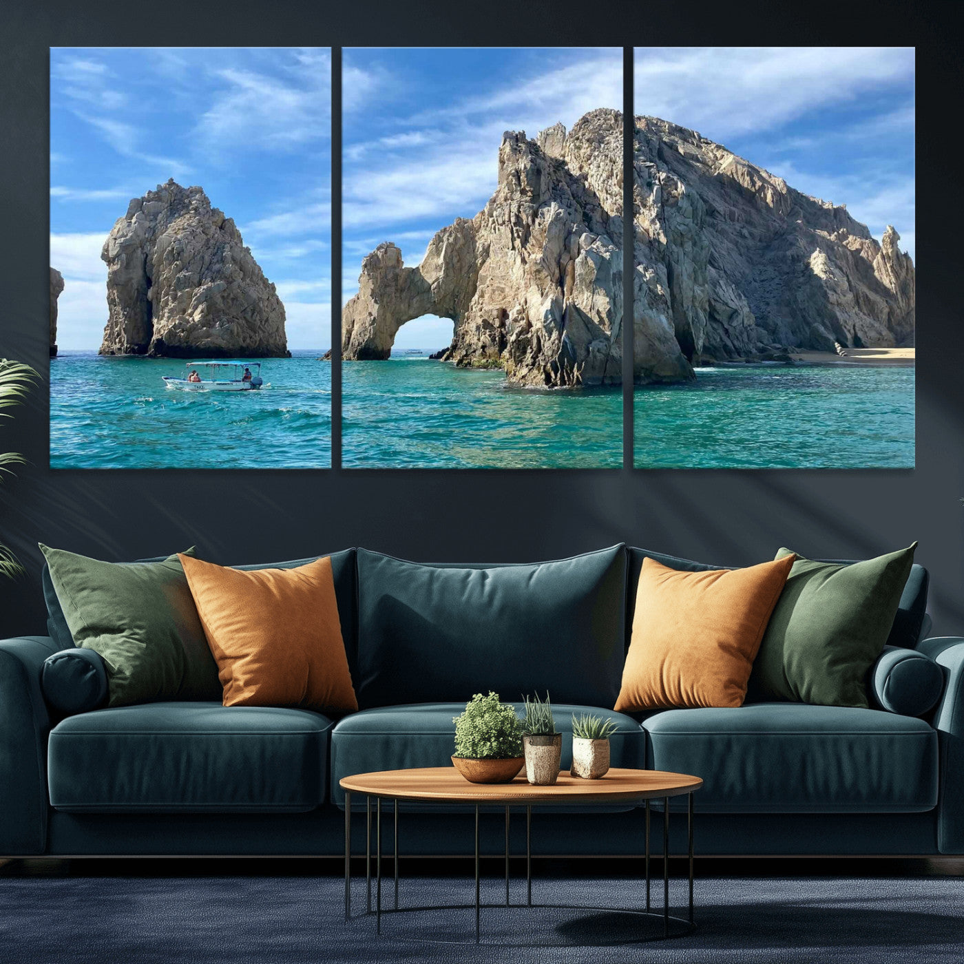 20946478-MGV-CV-36X24 - El Arco Cabo San Lucas Ocean Arch Wall Art Canvas Print, Baja California Rock Arch Seascape Canvas Print, Mexico Coastal Landmark Scenic Art Printing