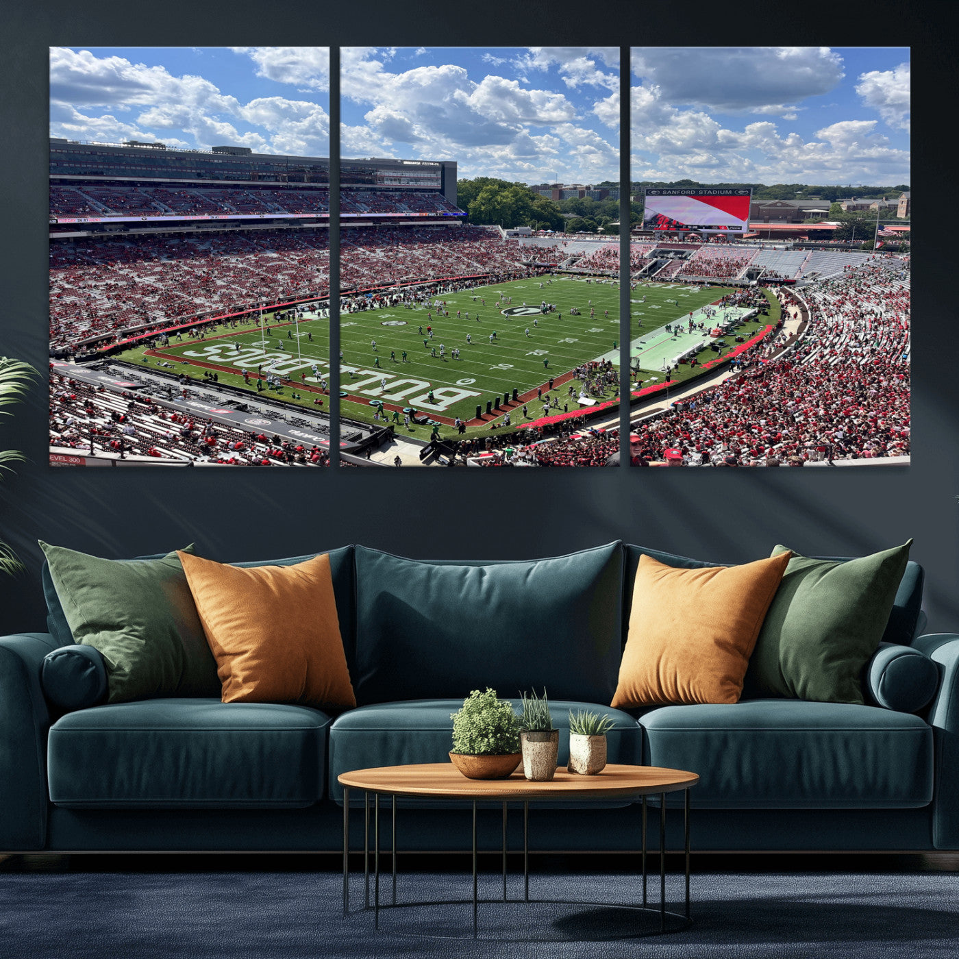 10665453-MGV-CV-36X24 - Georgia Bulldogs Stadium Wall Art Canvas Print, Sanford Stadium Football Field Panorama, College Football Game Day Wall Decor