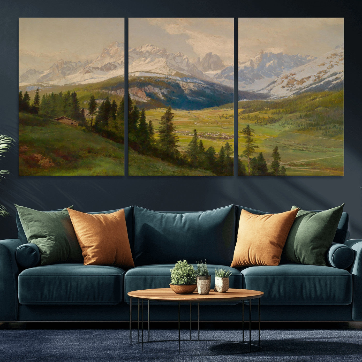 60864994-MGV-CV-36X24 - Konrad Petrides View From Mount Helm Wall Art Canvas Print - Watercolor Sexten and the Sextener Sonnenuhr Art Canvas Print