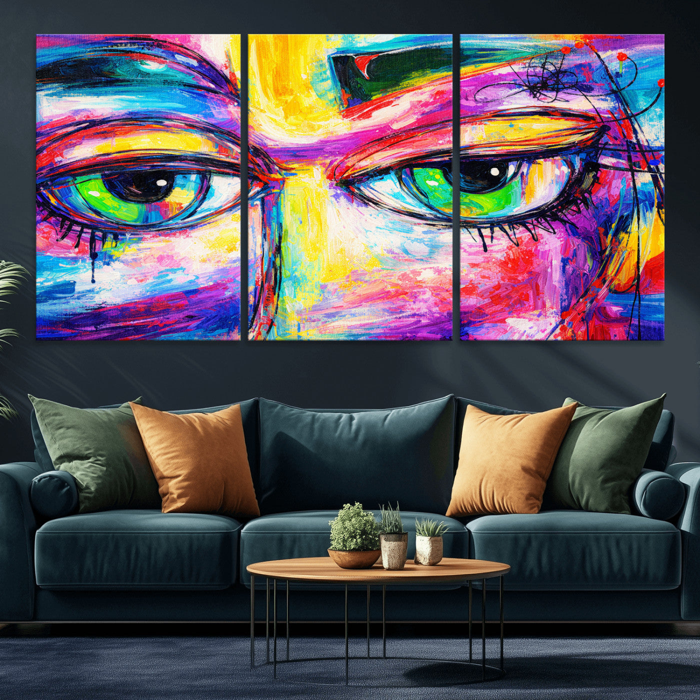 99390655-MGV-CV-36X24 - Colorful Abstract Face Wall Art Canvas Print – Modern Pop Art Portrait Artwork for Contemporary Living Room Decor