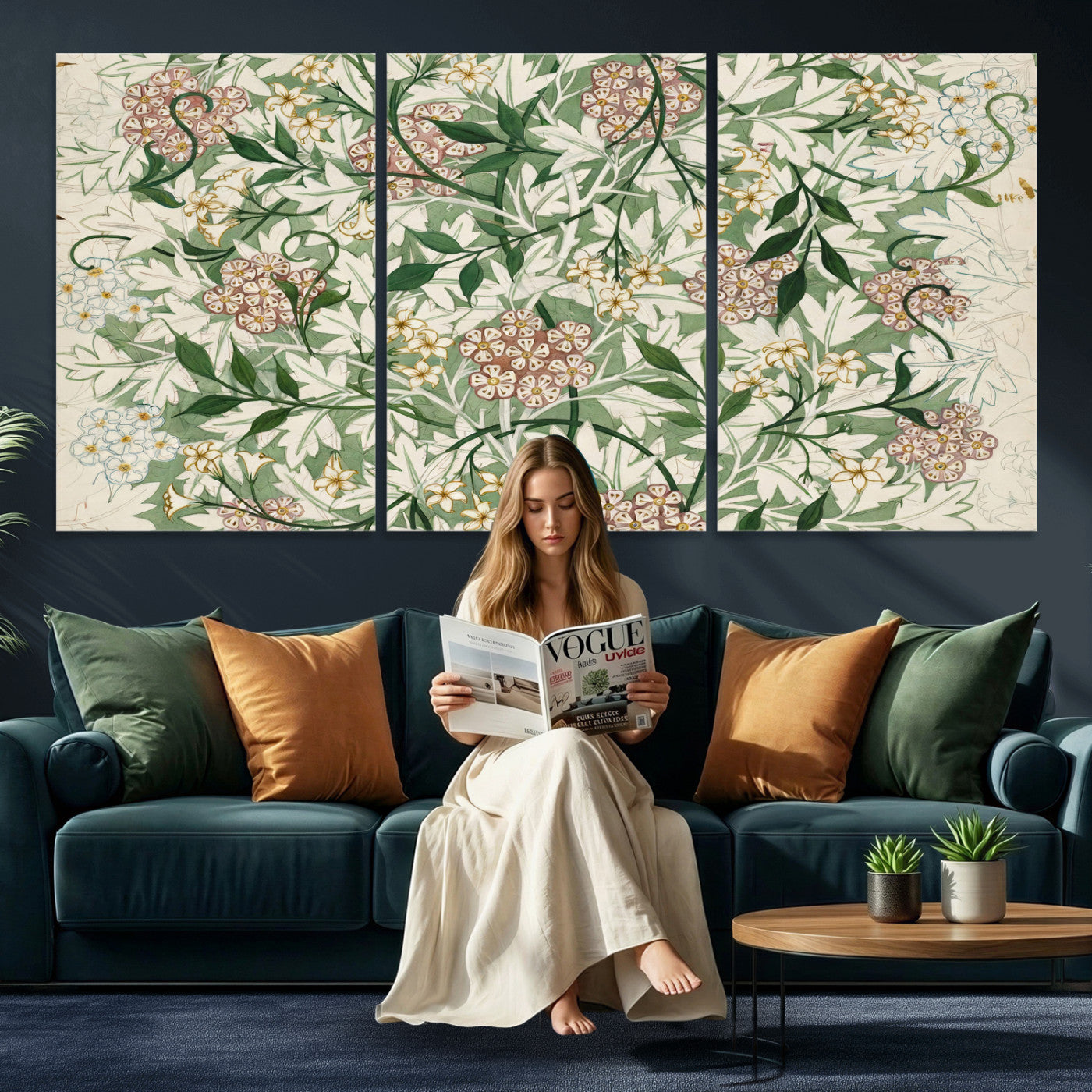 33560597-MGV-CV-36X24 - William Morris Jasmine 1872 Canvas Wall Art — Arts and Crafts Botanical Print | Vintage Green Floral Decor | Cottagecore Gift | Classic Art