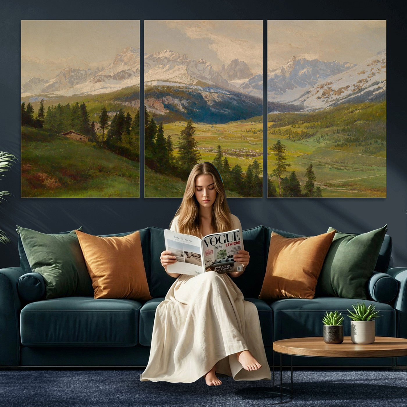 23120262-MGV-CV-36X24 - Konrad Petrides View from Mount Helm Canvas — Austrian Alpine Oil Painting Print | Tyrol Dolomites Mountain Wall Art | Vintage Landscape Gift