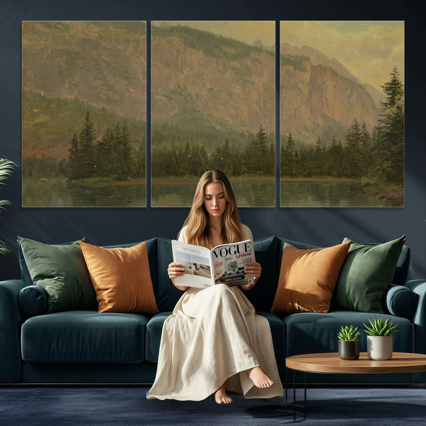 76844524-MGV-CV-36X24 - Frederic Edwin Church Hintersee Canvas Print, Hudson River School Mountain Lake Painting 1868, American Romantic Landscape, Vintage Nature Wall Art