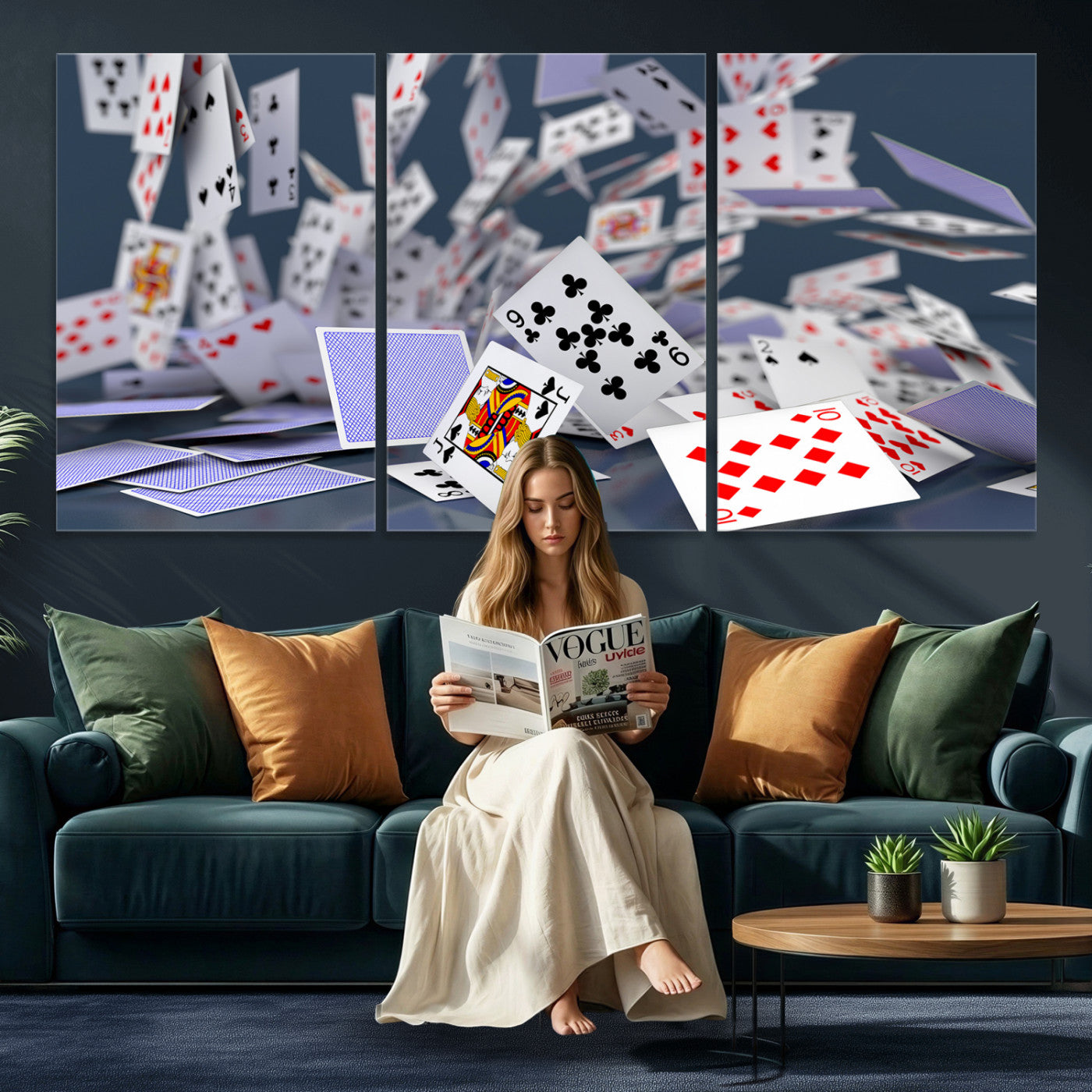 66392185-MGV-CV-36X24 - Playing Cards Canvas Wall Art | Casino Game Room Decor, Poker Decor Art