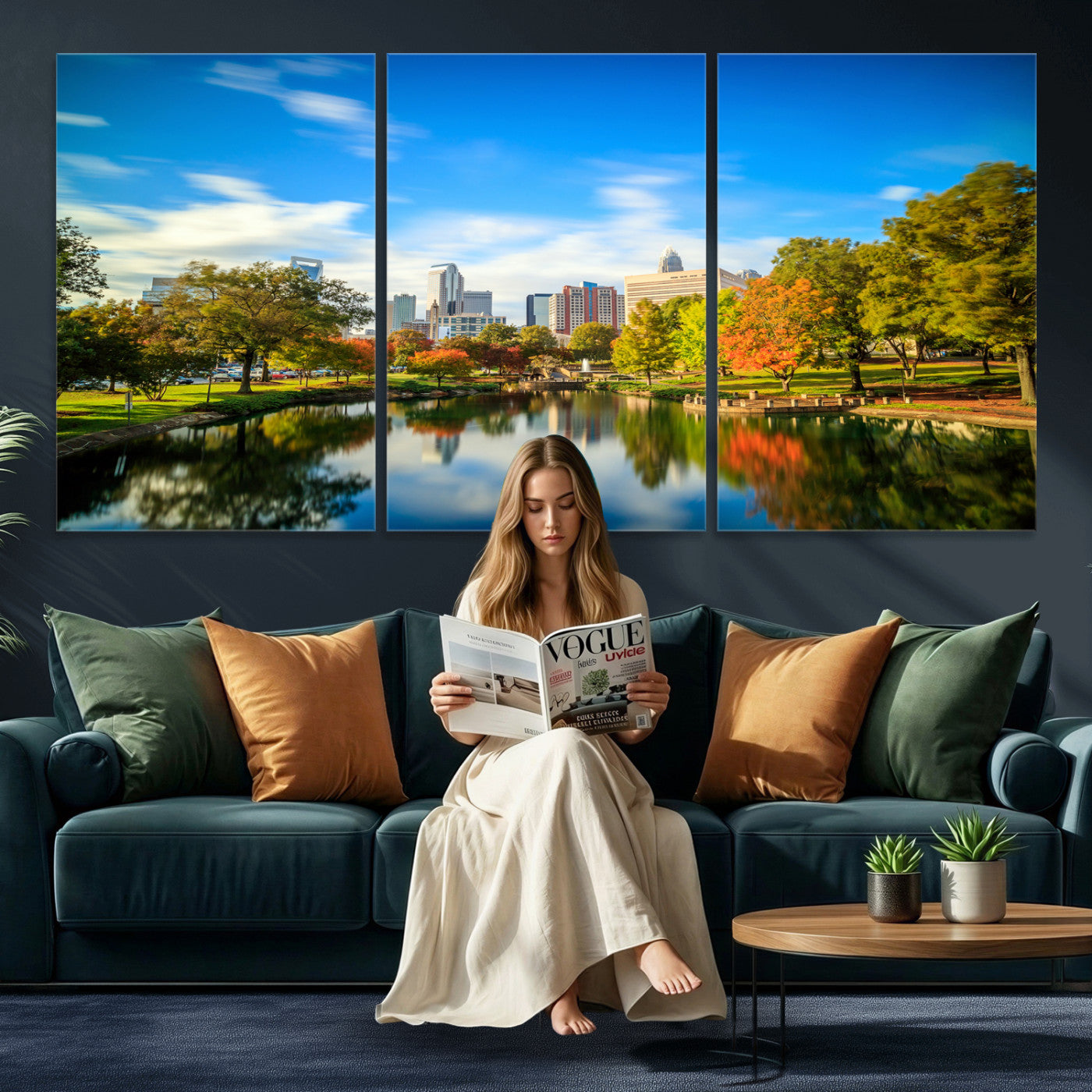 83254720-MGV-CV-36X24 - Charlotte Skyline Canvas Wall Art Print – North Carolina Cityscape Photography Print