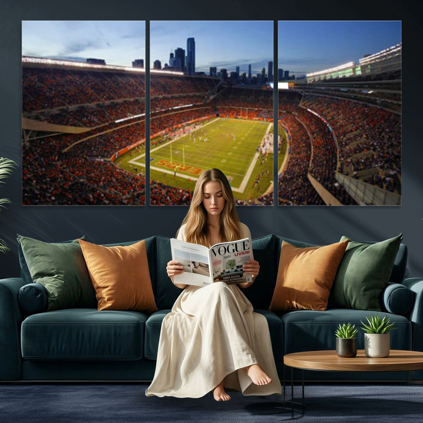 50691720-MGV-CV-36X24 - Chicago Bears Soldier Field Canvas Wall Art, NFL Stadium Panorama Print, Football Arena Photography for Sports Fans
