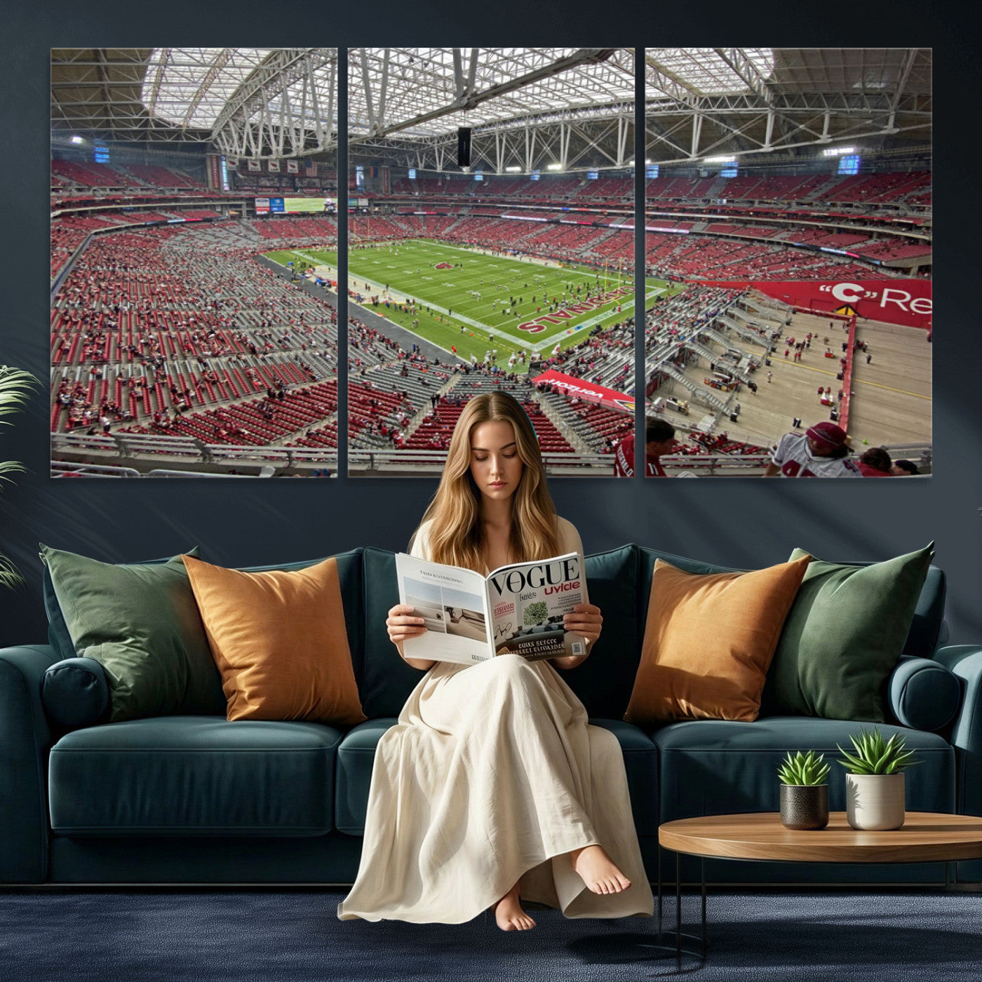 30579717-MGV-CV-36X24 - State Farm Stadium Canvas Wall Art, Arizona Cardinals Football Stadium Print, Glendale NFL Arena Panorama Artwork