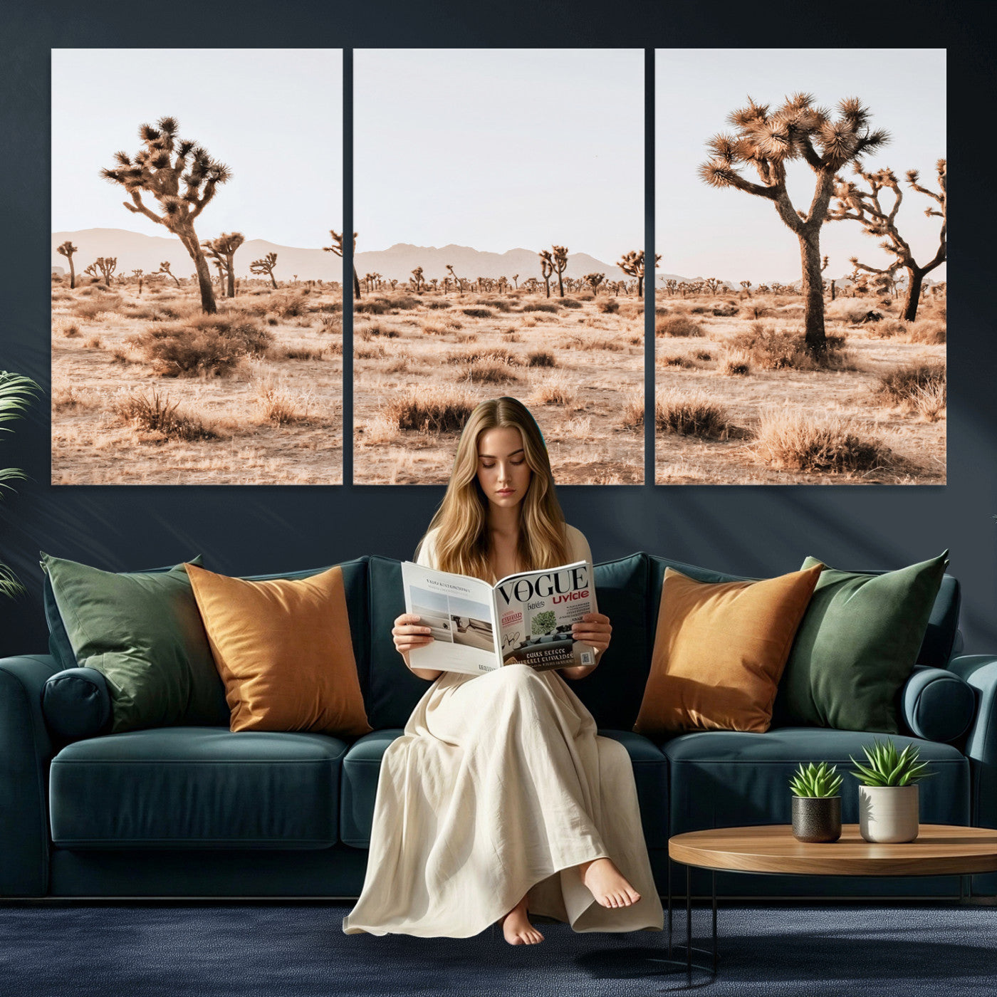 33549408-MGV-CV-36X24 - Joshua Tree Desert Canvas Wall Art Print - Desert Landscape Photography, Boho Southwest Wall Decor, Nature Canvas, Ready to Hang