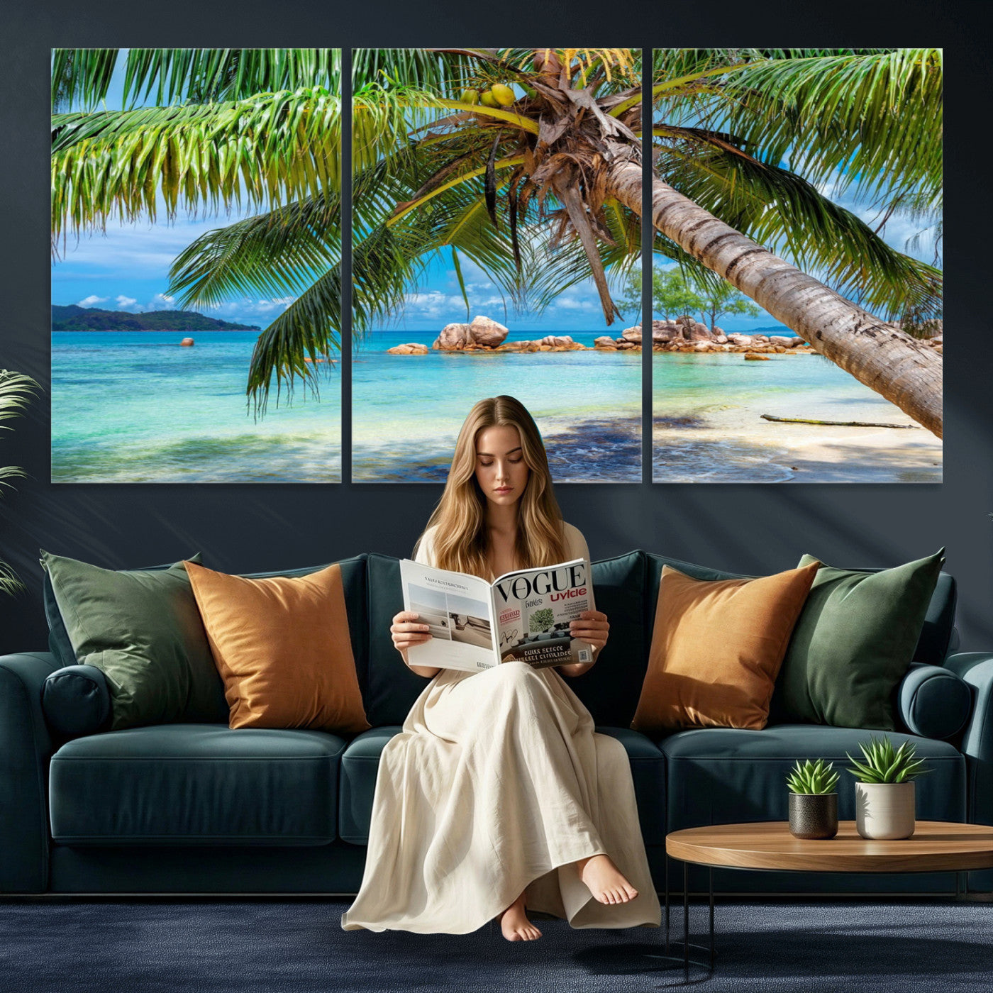 86824715-MGV-CV-36X24 - Seychelles Beach Canvas Wall Art - Anse Volbert Praslin Island Print
