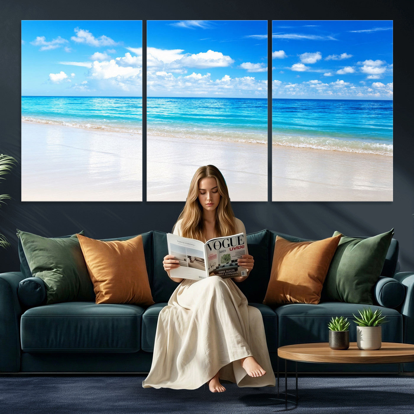 67491909-MGV-CV-36X24 - Tropical Beach Ocean Wall Art Canvas Print for Home Decor