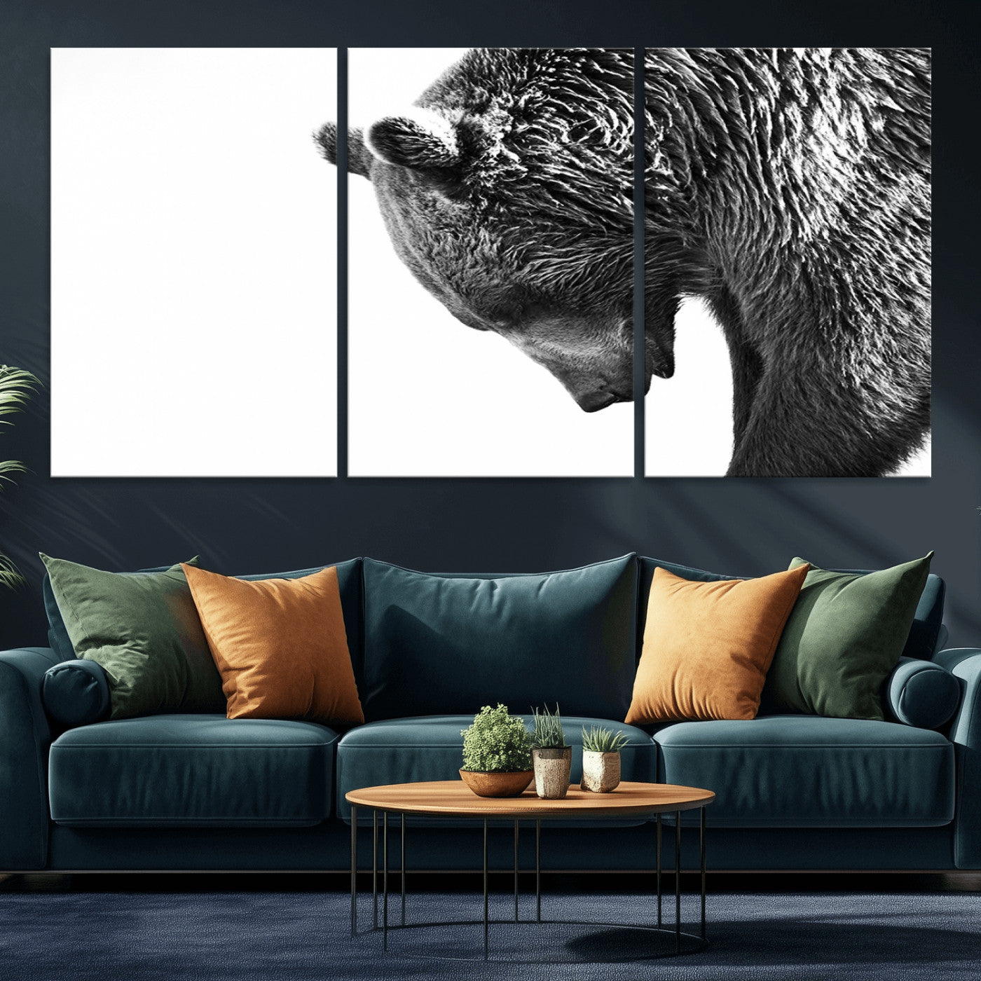 -Black and White Grizzly 399 Bear Canvas Print Wall Art | Large Wildlife Canvas Print for Living