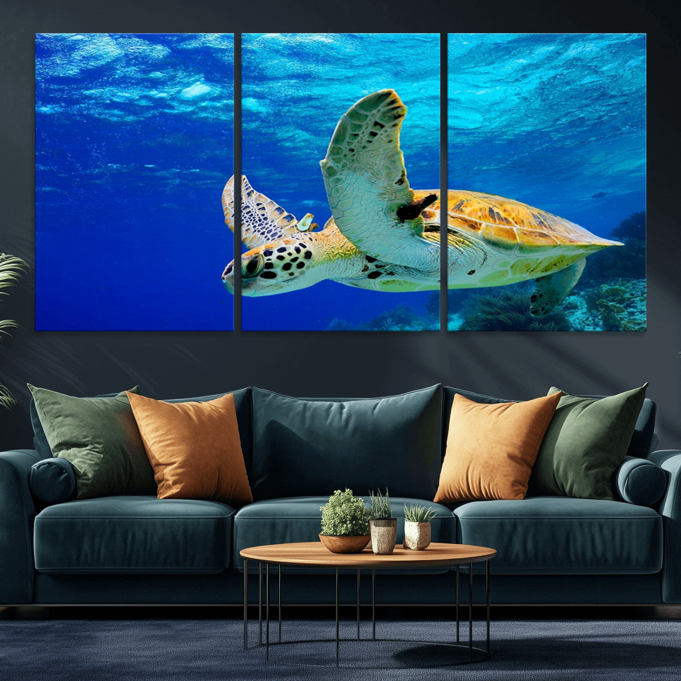 16292-MGV-CV-36X24-Sea Turtle Wall Art Canvas Print, Sea life in the Ocean Wall Art Printing