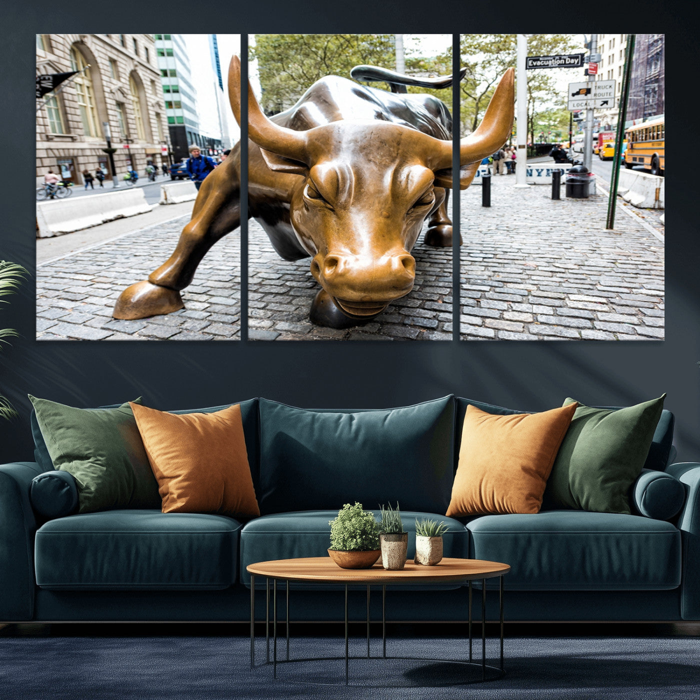 -Charging Bull Wall Art Canvas Print